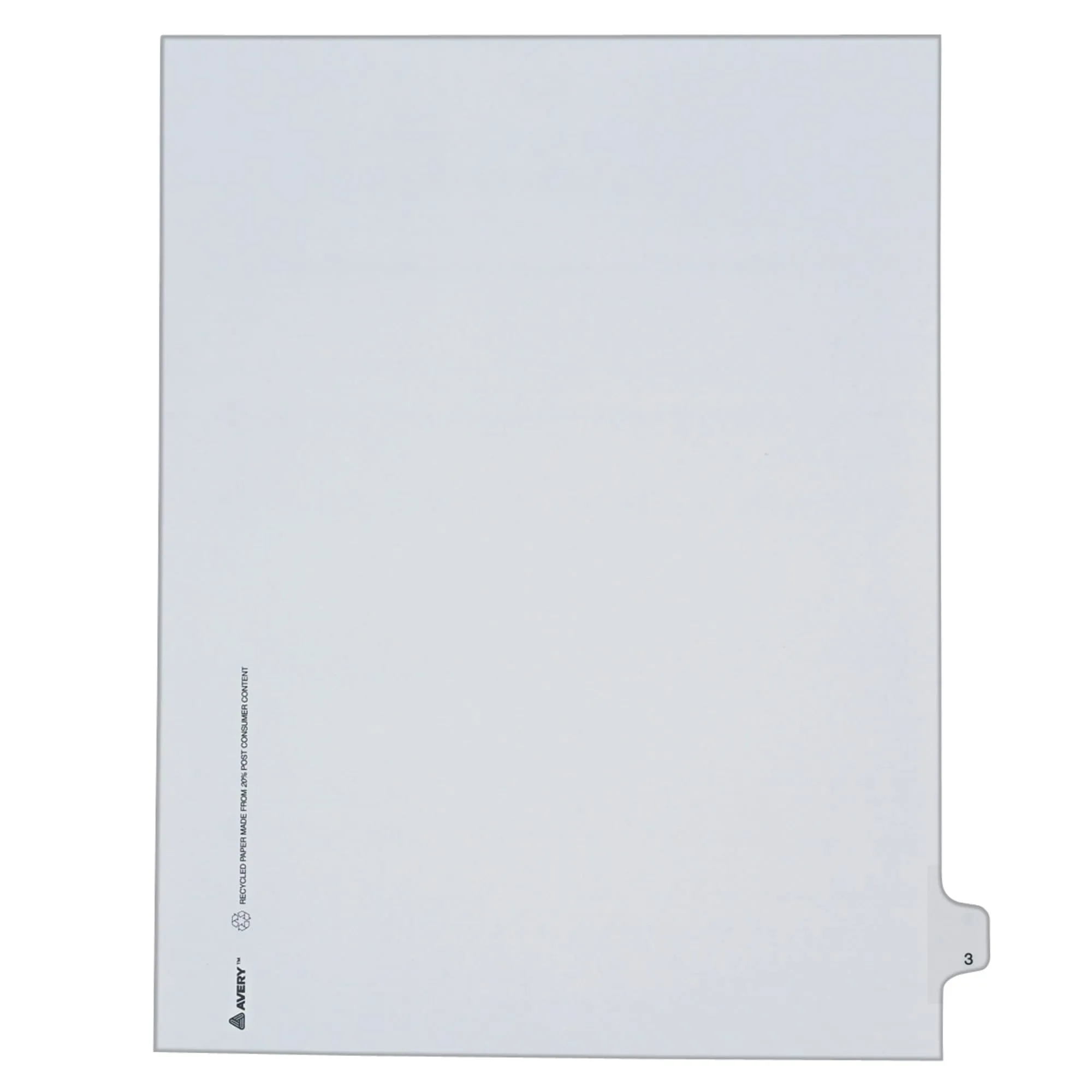 Avery Individual Legal Exhibit Dividers, Allstate Style, 3, Side Tab, 8.5 x 11 inches, Pack of 25 (82201)