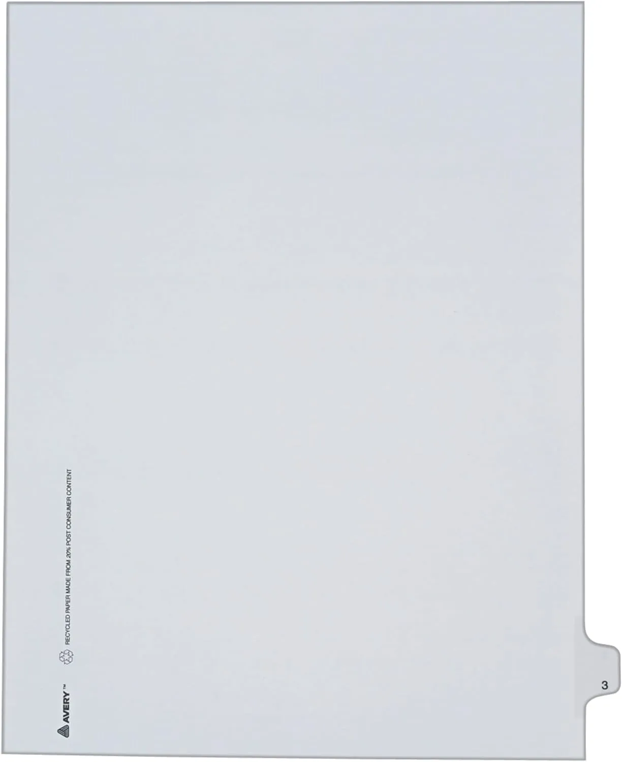 Avery Individual Legal Exhibit Dividers, Allstate Style, 3, Side Tab, 8.5 x 11 inches, Pack of 25 (82201)