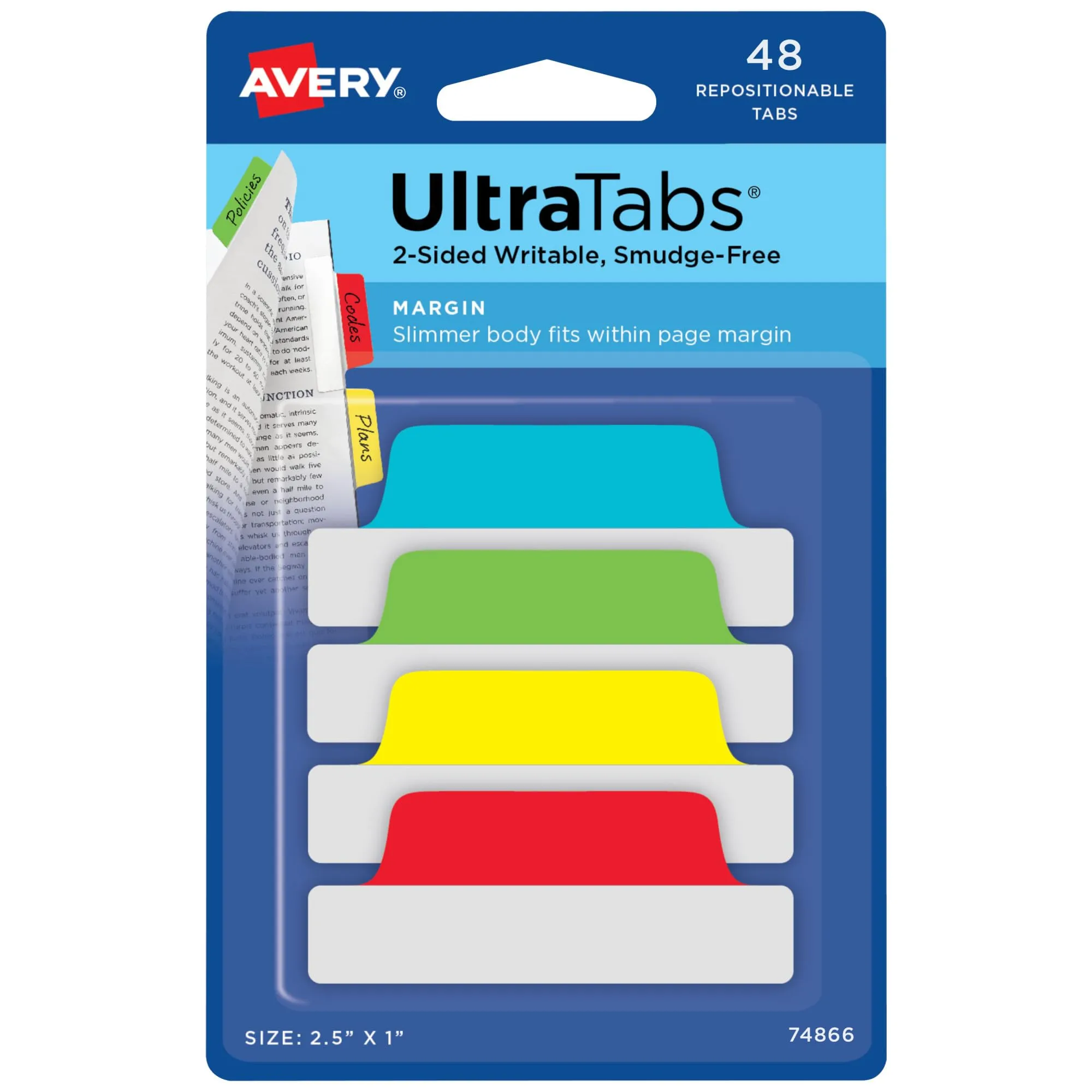 AVERY UltraTabs Repositionable Margin Tabs