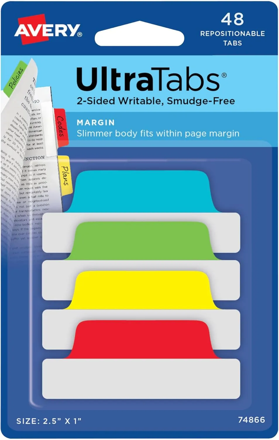 AVERY UltraTabs Repositionable Margin Tabs