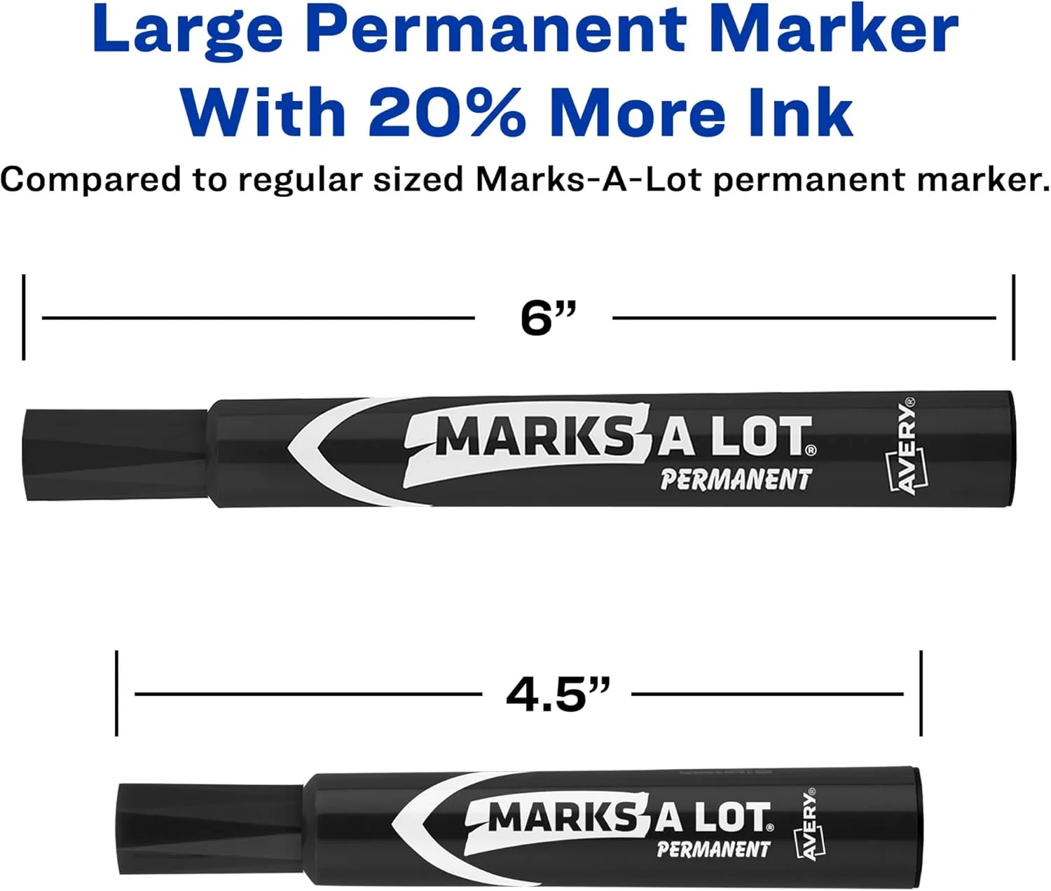 Avery Marks-A-Lot Permanent Markers, Large Desk-Style, Chisel Tip, 12 Assorted (24800)