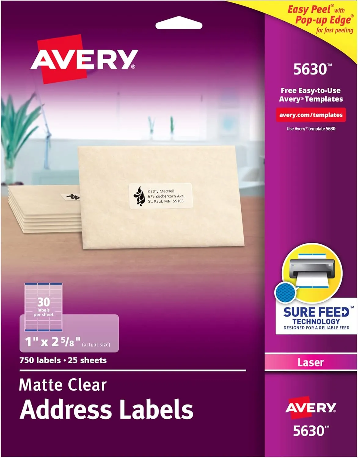 AVERY Matte Clear Address Labels with Sure Feed Technology