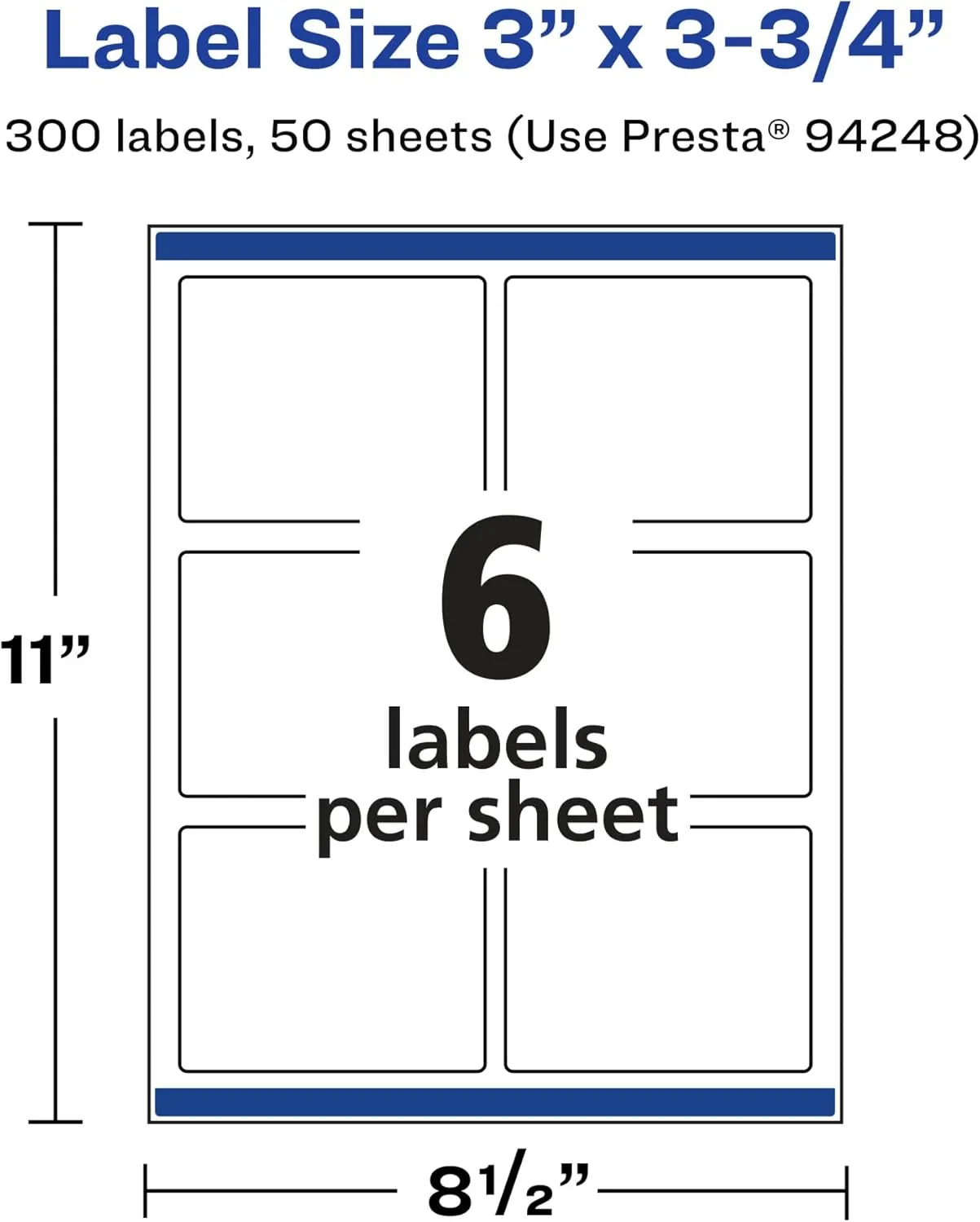 Avery Matte White Rectangle Labels, Sure Feed Technology, 3" x 3.75"