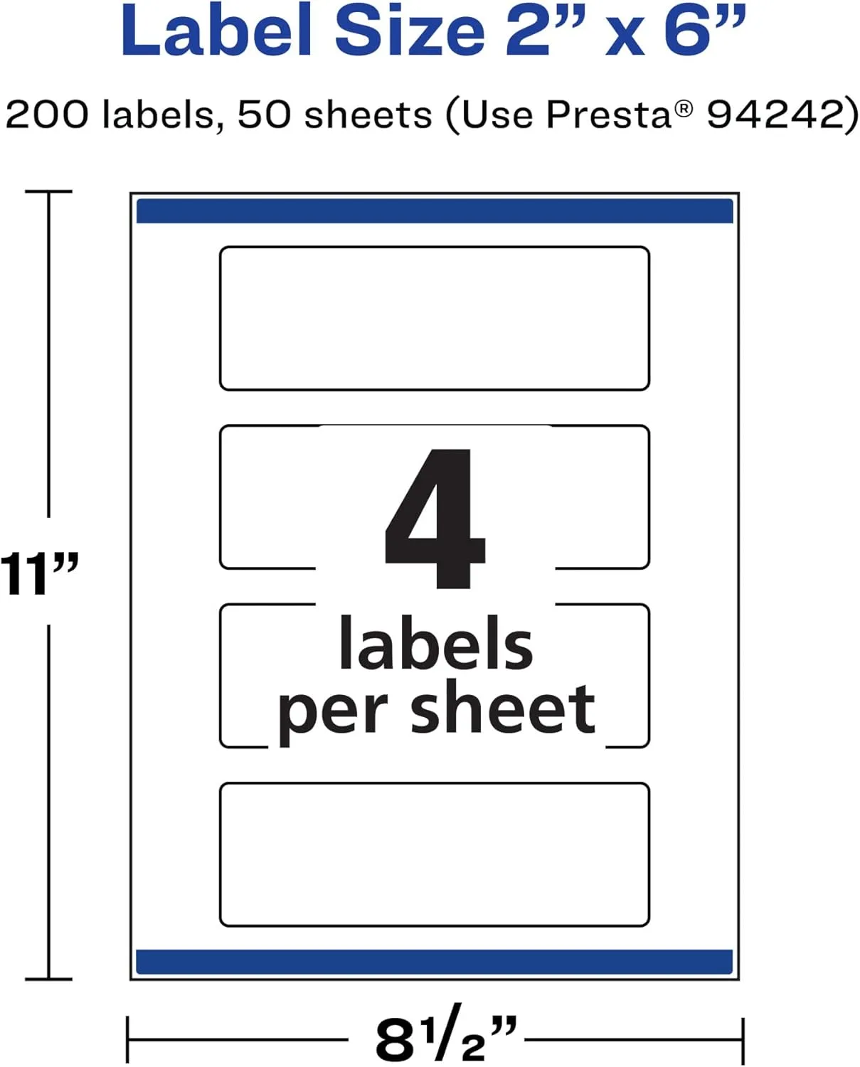 AVERY Durable Waterproof Rectangle Labels, Sure Feed Technology, 2" x 6", Print-to-The-Edge