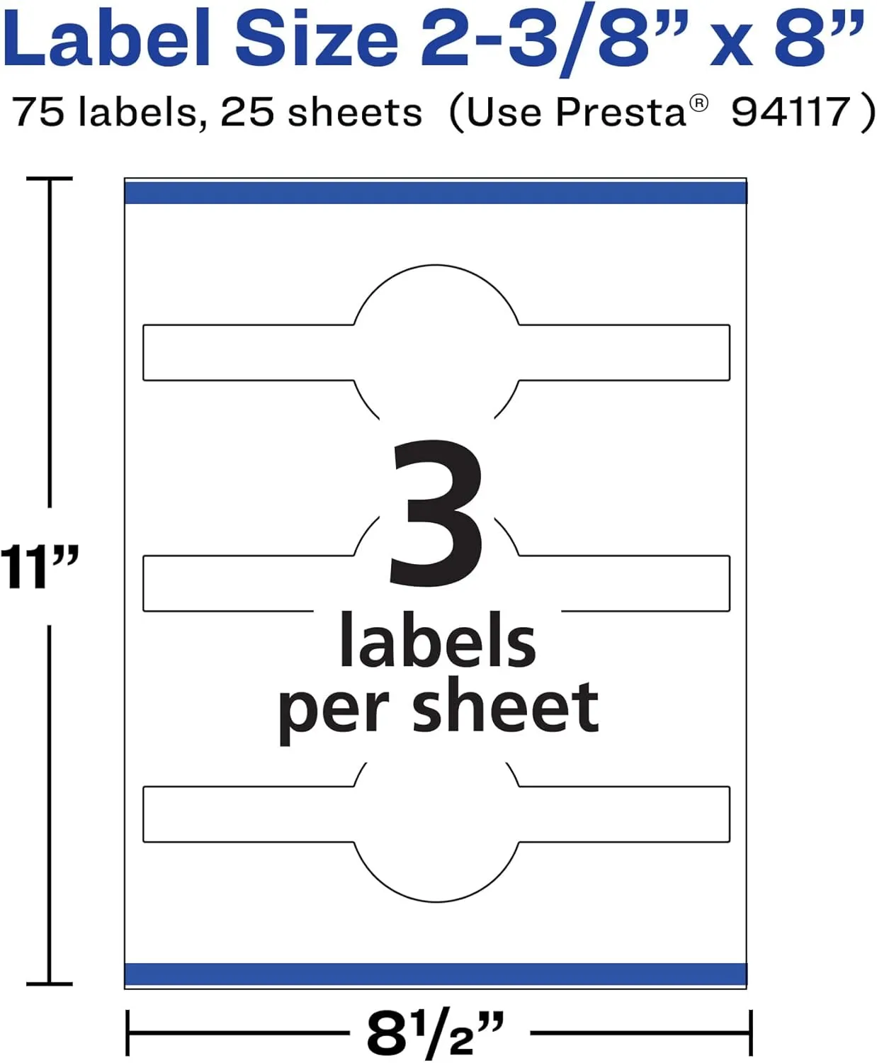 AVERY Matte White Wraparound Band Labels, Sure Feed Technology, 2-3/8" x 8", Cigar Band Labels, Permanent Adhesive - E8162F