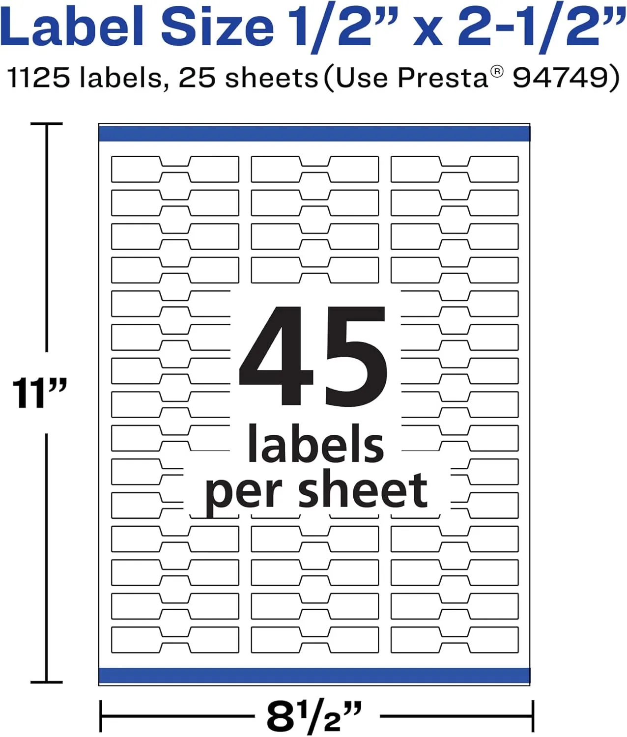 AVERY Matte White Barbell Labels, Sure Feed Technology, 0.5" x 2.5"
