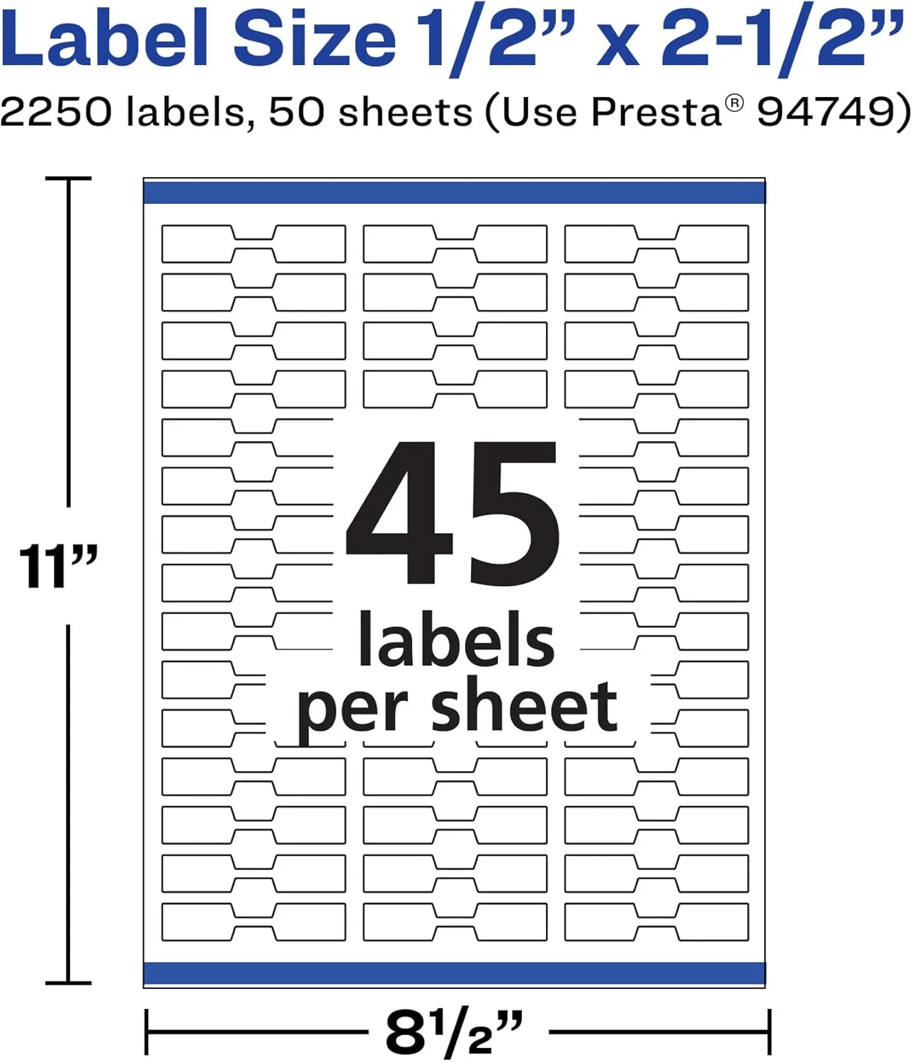 AVERY Matte White Barbell Labels, Sure Feed Technology, 0.5" x 2.5"