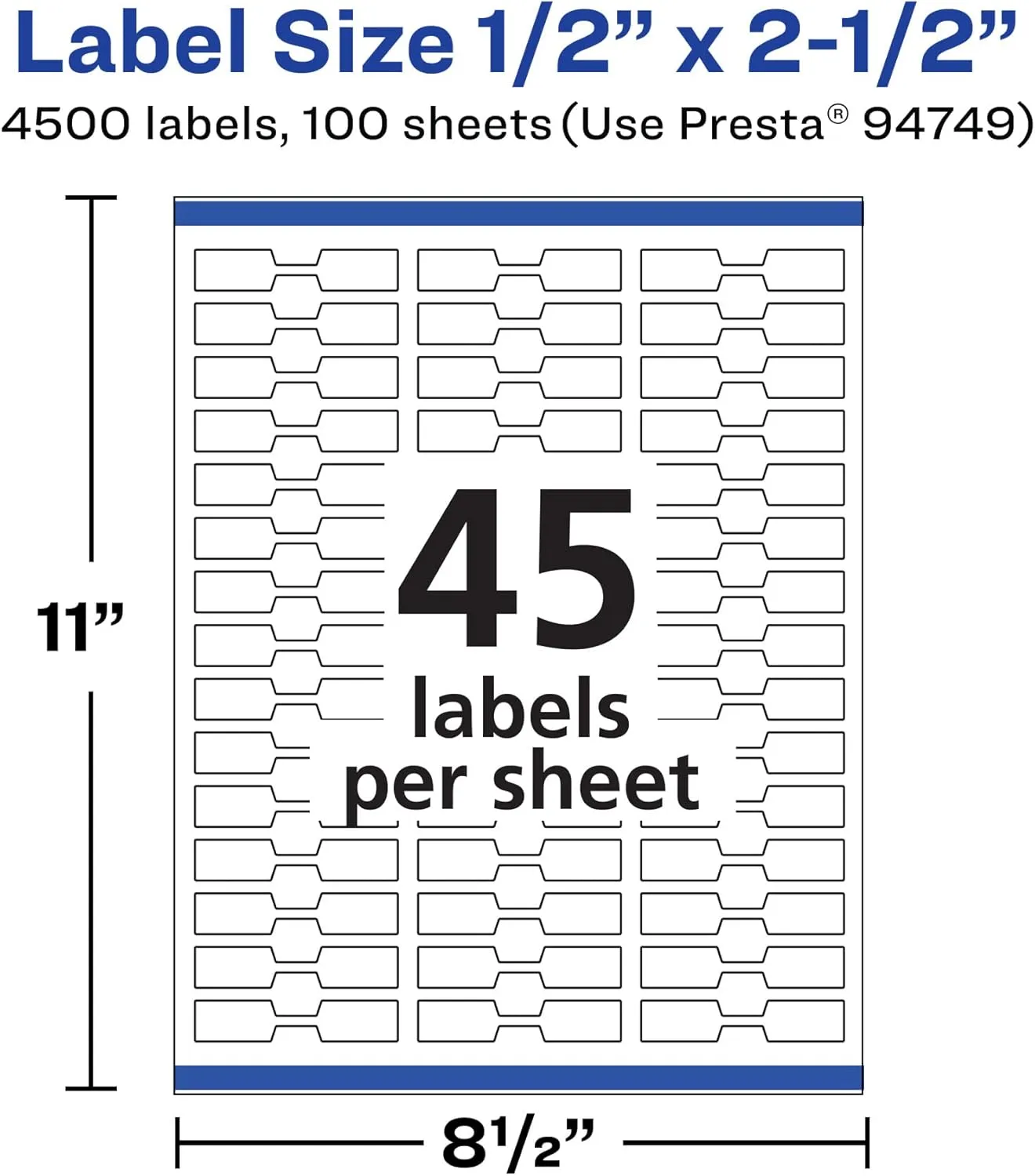 AVERY Matte White Barbell Labels, Sure Feed Technology, 0.5" x 2.5"