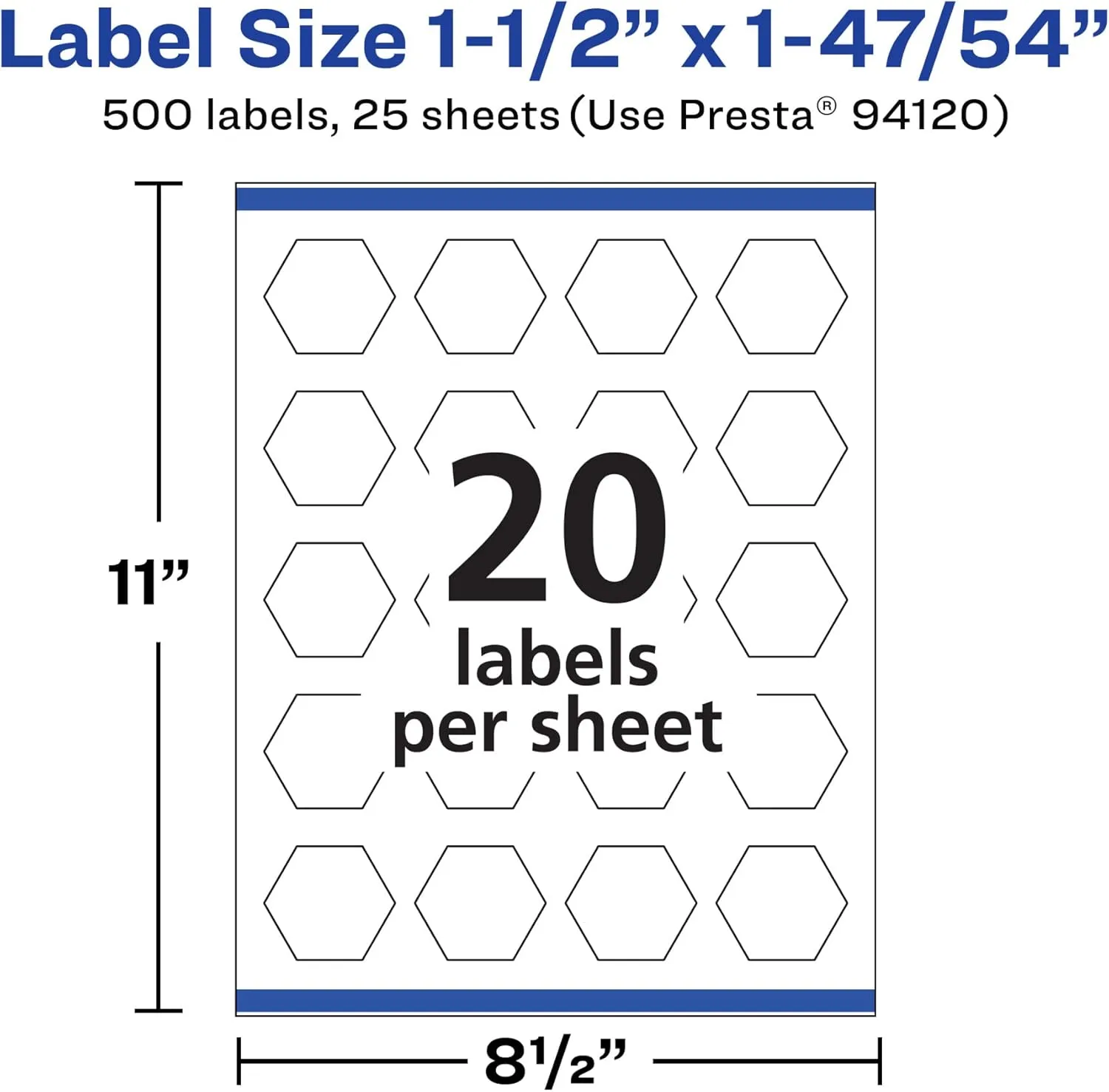 AVERY Matte White Hexagon Labels, Sure Feed Technology, 1.5" x 1-47/54", Print-to-The-Edge, Permanent Adhesive