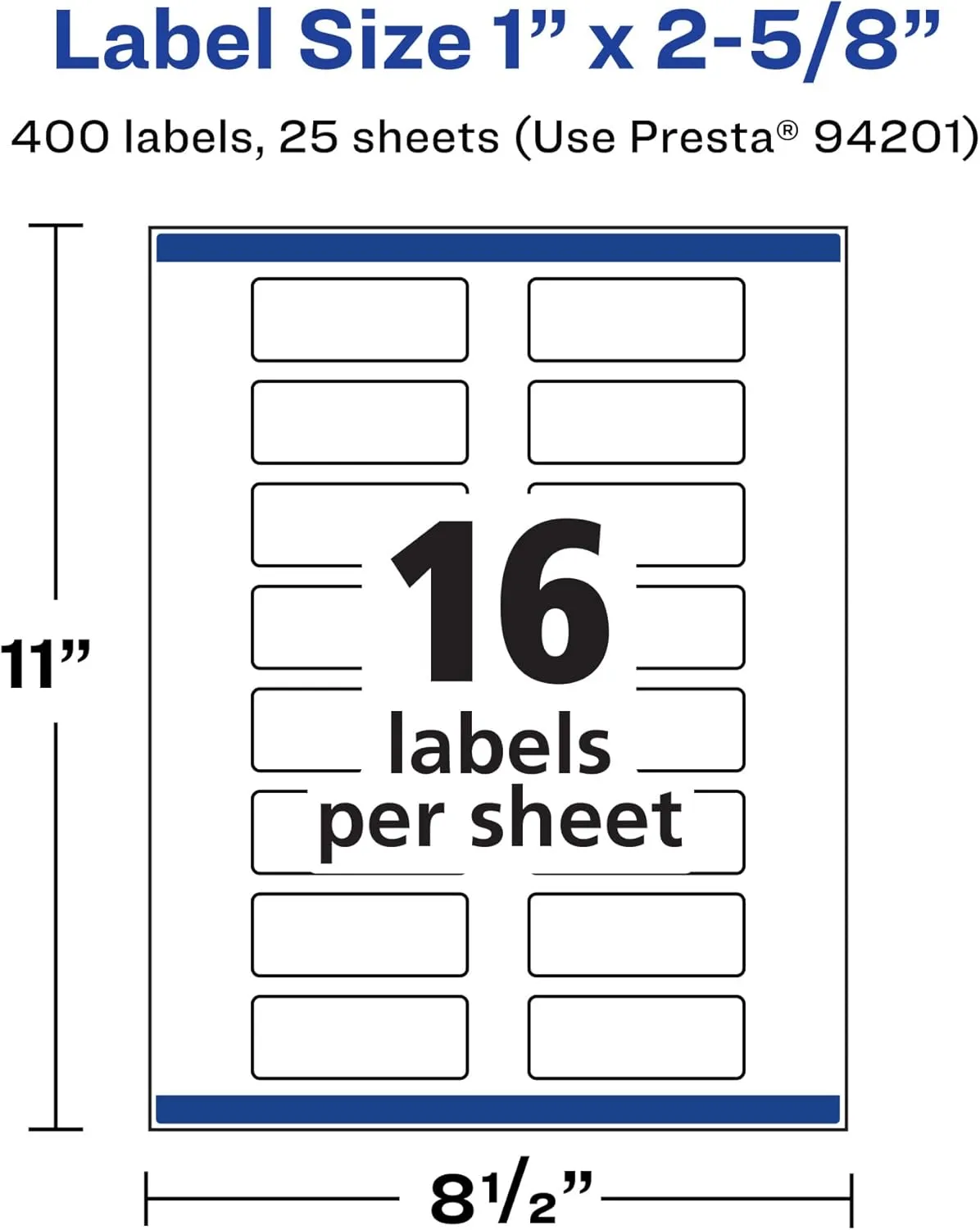 Avery Durable Waterproof Rectangle Labels, Sure Feed Technology, 1" x 2-5/8", Print-to-The-Edge