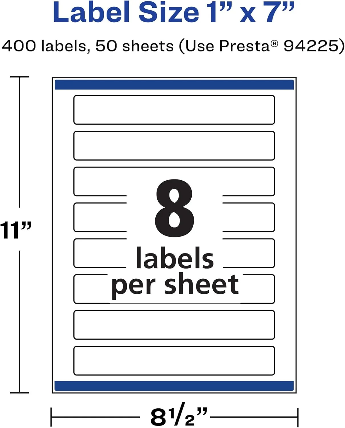 AVERY Matte White Rectangle Labels, Sure Feed Technology, 1" x 7"