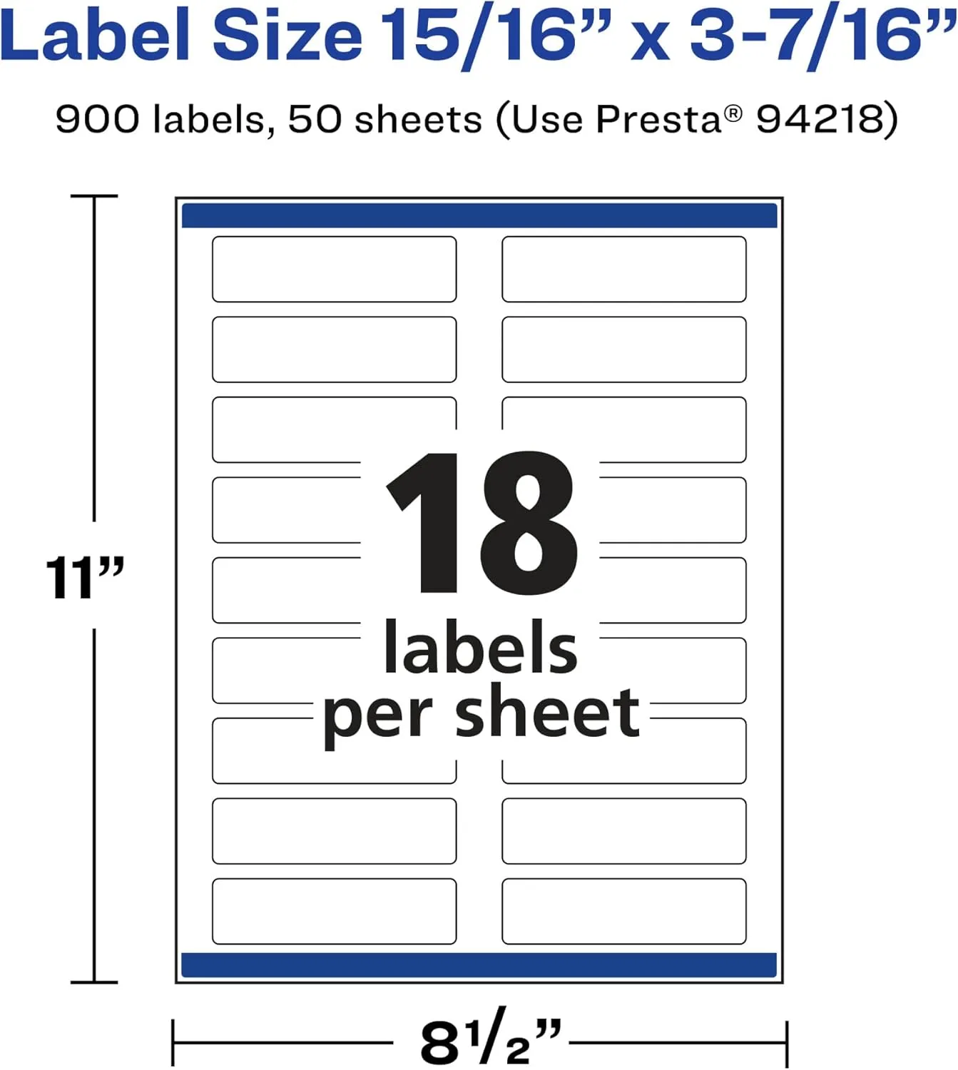 Avery Matte White Rectangle Labels, Sure Feed Technology, 15/16 x 3-7/16
