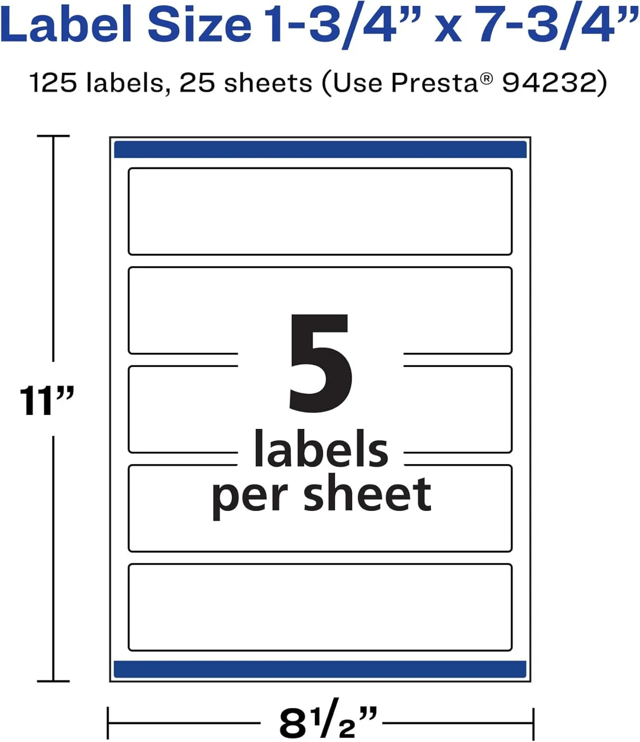Avery Durable Waterproof Rectangle Labels, Sure Feed Technology, 1.75" x 7.75", Print-to-The-Edge