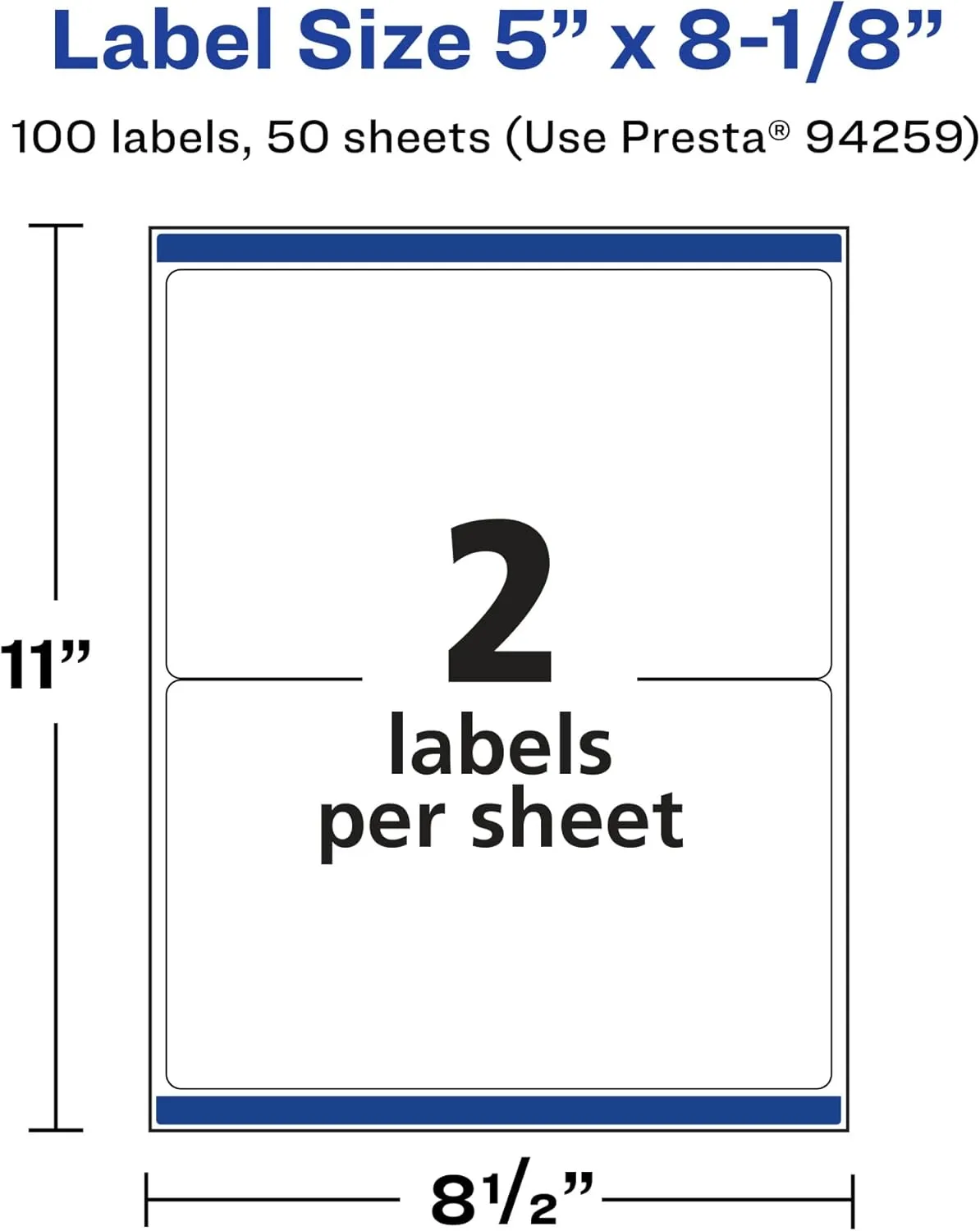 Avery Matte White Rectangle Labels, Sure Feed Technology, 5" x 8-1/8"