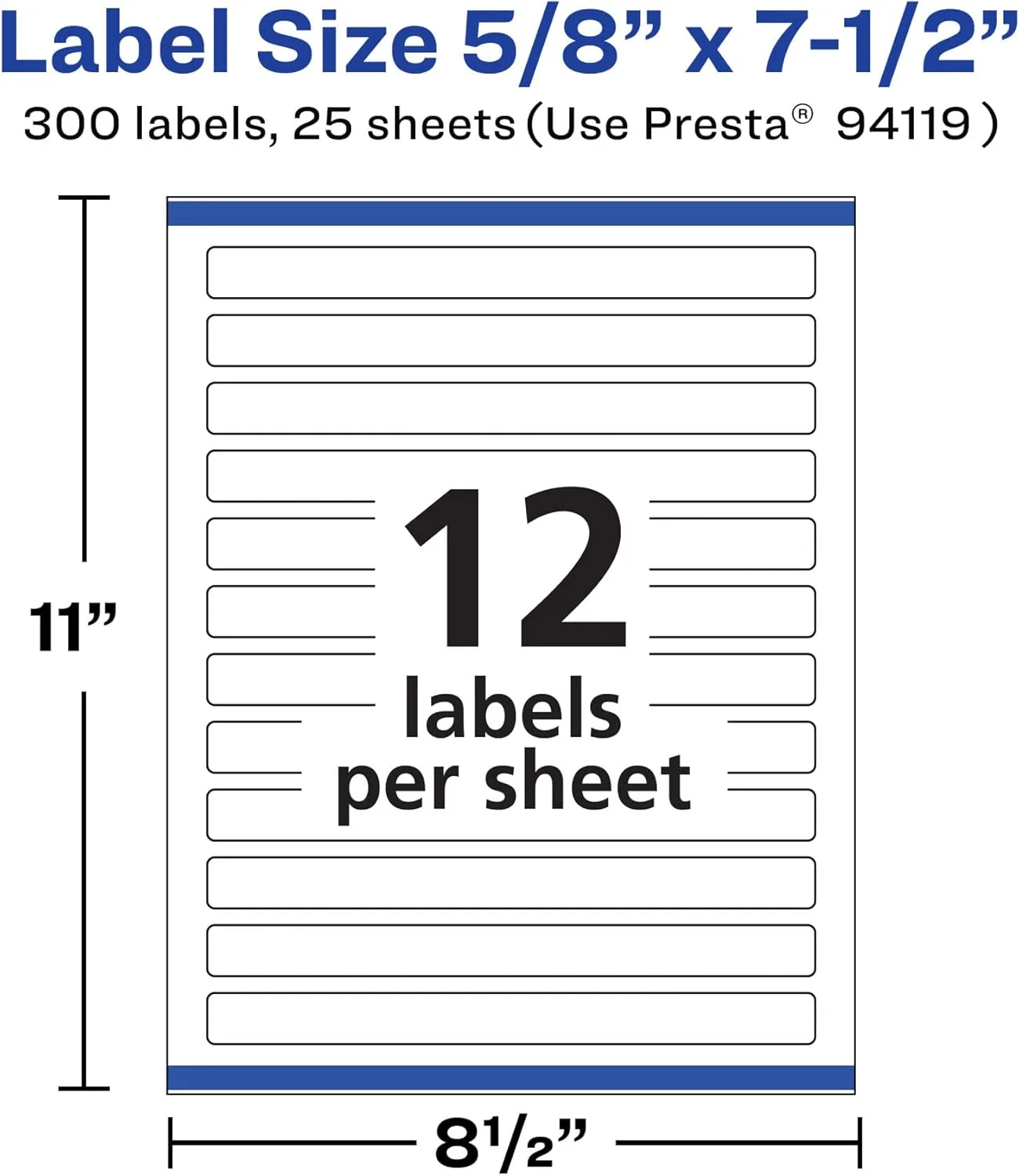 Avery Matte White Rectangle Labels, Sure Feed Technology, 5/8" x 7-1/2"