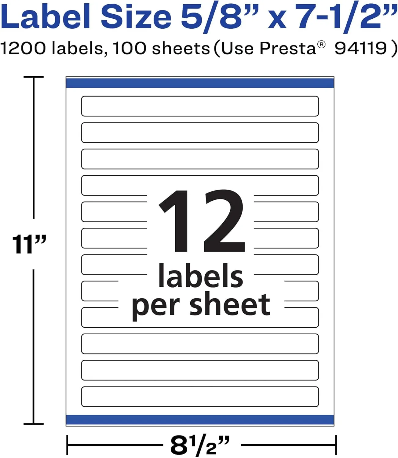 Avery Matte White Rectangle Labels, Sure Feed Technology, 5/8" x 7-1/2"