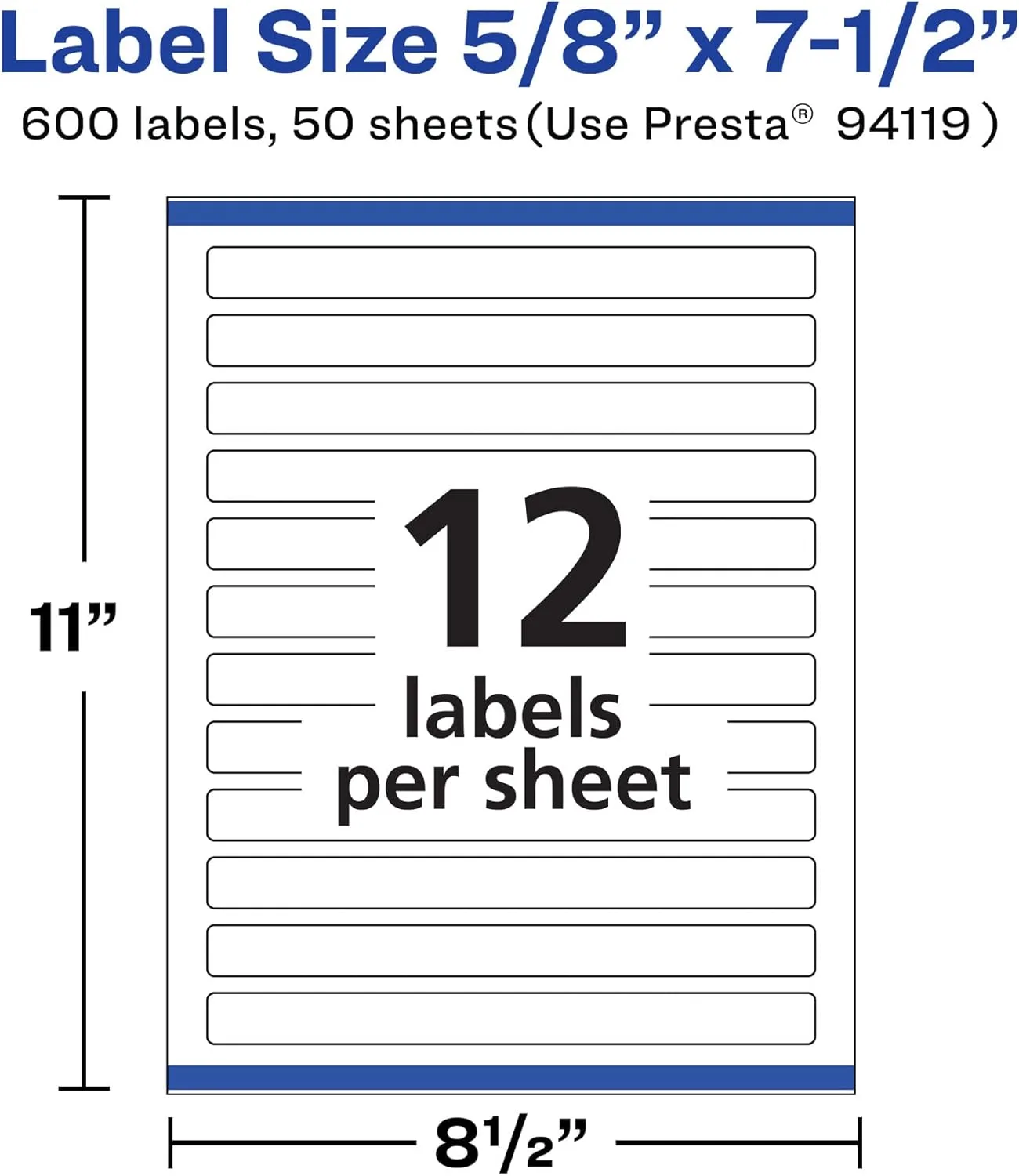 Avery Matte White Rectangle Labels, Sure Feed Technology, 5/8" x 7-1/2"
