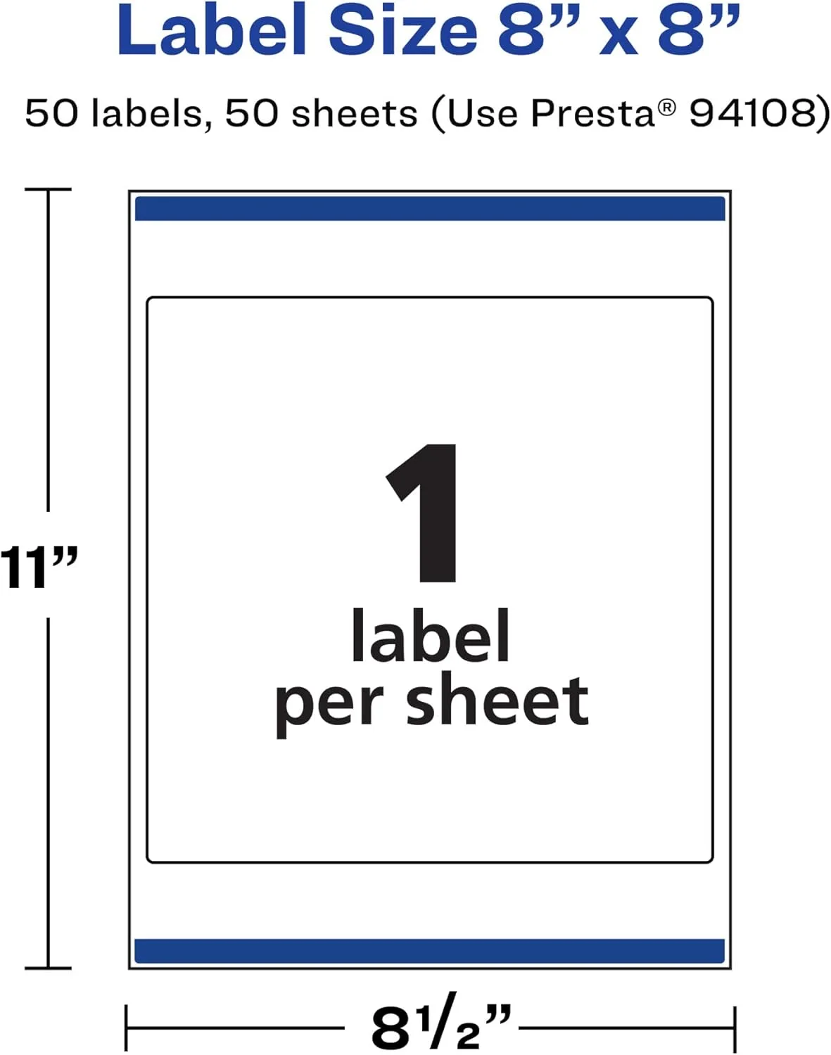 Avery Matte White Square Labels, Sure Feed Technology, 8" x 8"