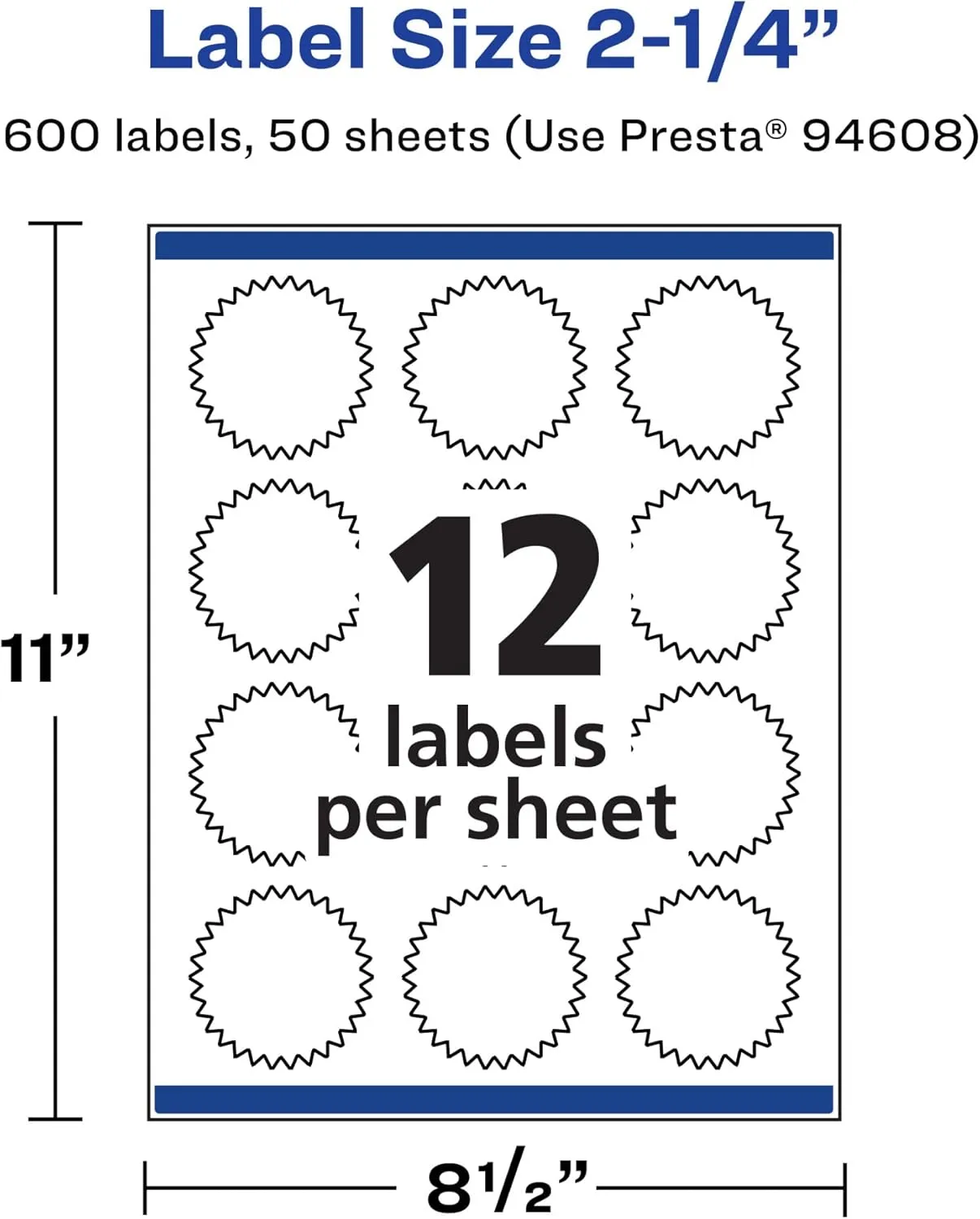 AVERY Matte White Starburst Labels, Sure Feed Technology, 2.25"