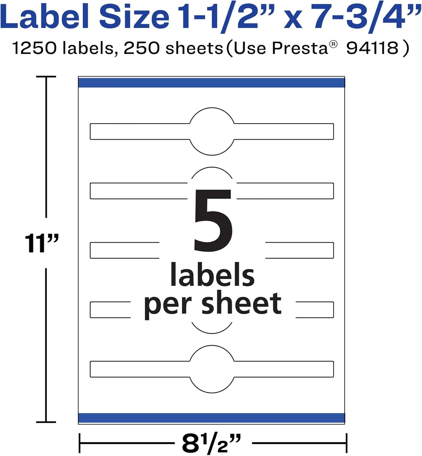 Avery Matte White Wraparound Band Labels, Sure Feed Technology, 1.5" x 7.75", Cigar Band Labels, Print-to-The-Edge - 811108