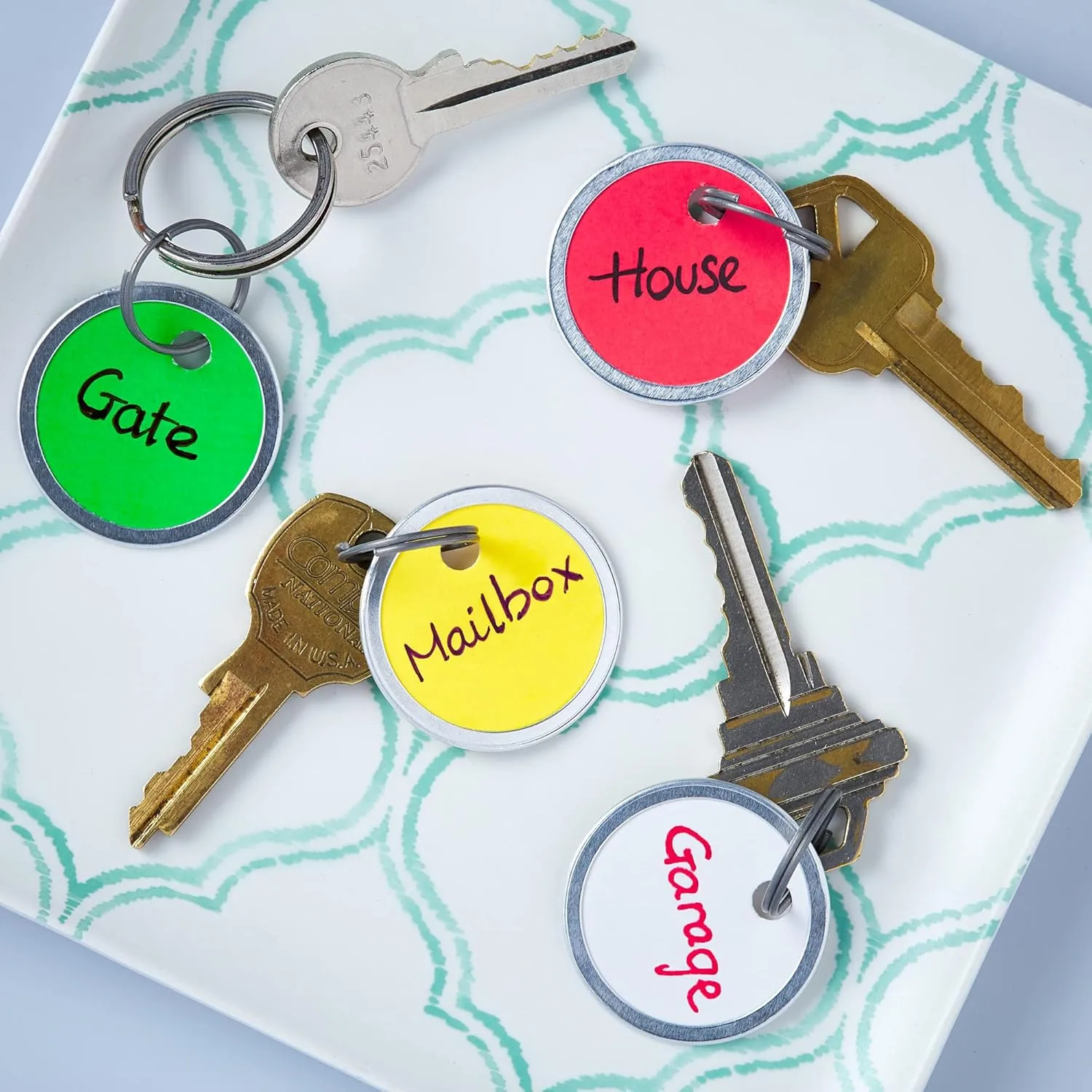 Avery Metal Rim Key Tags, 1.25" Diameter Tag, Metal Split Ring, Assorted Colors, 50 Tags (11026)
