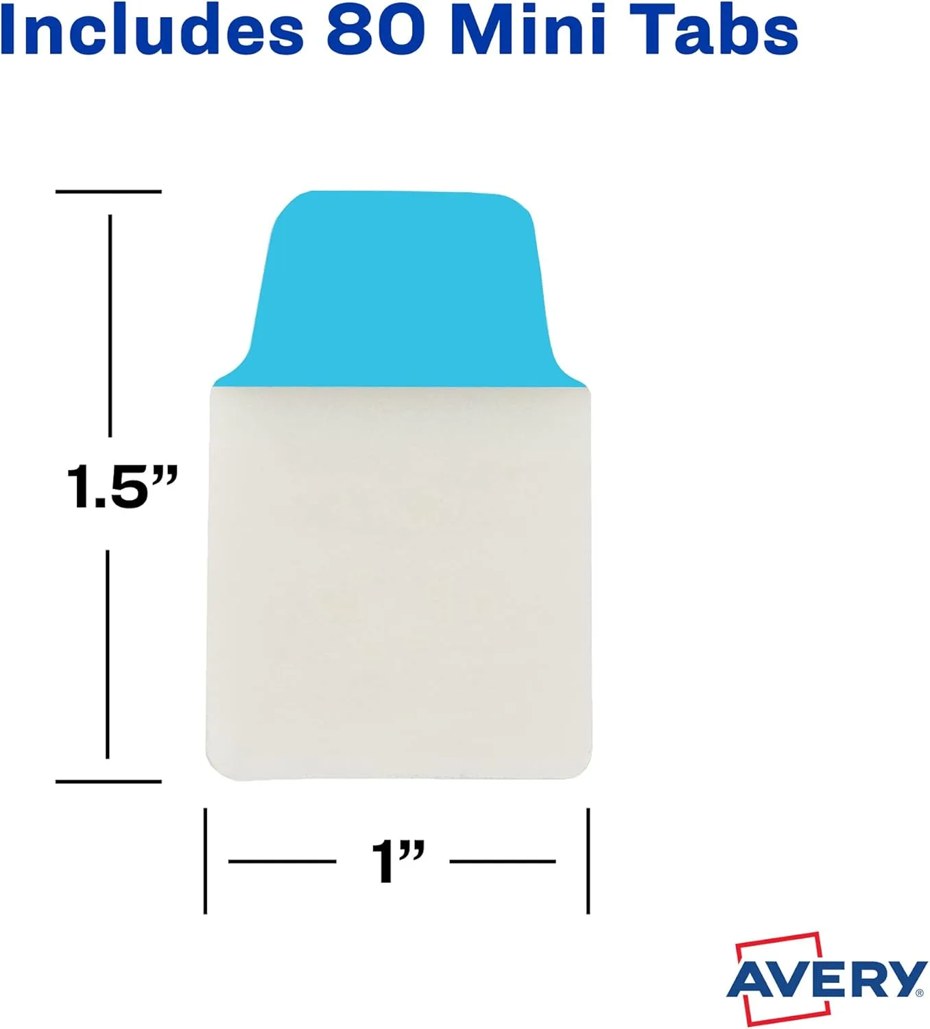 Avery Mini Ultra Tabs, 1" x 1.5", 2-Side Writable, Assorted, 80 Tabs