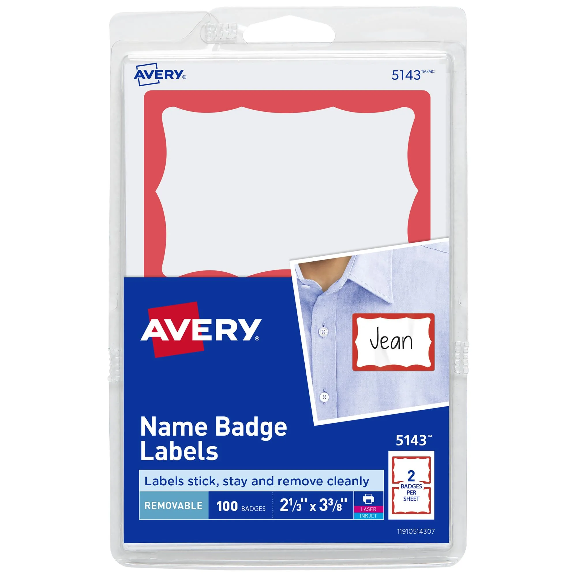 AVERY Customizable White Name Tags, Printable Removable Badges