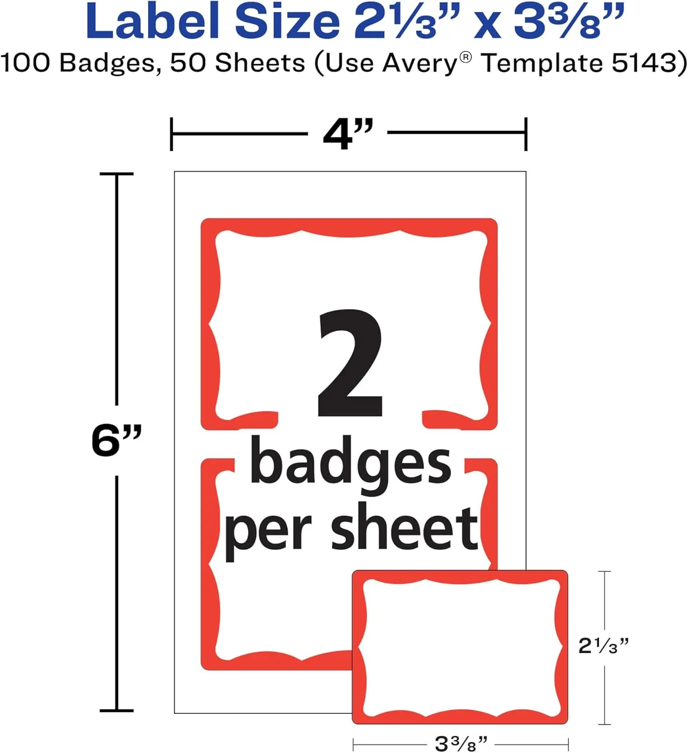 AVERY Customizable White Name Tags, Printable Removable Badges