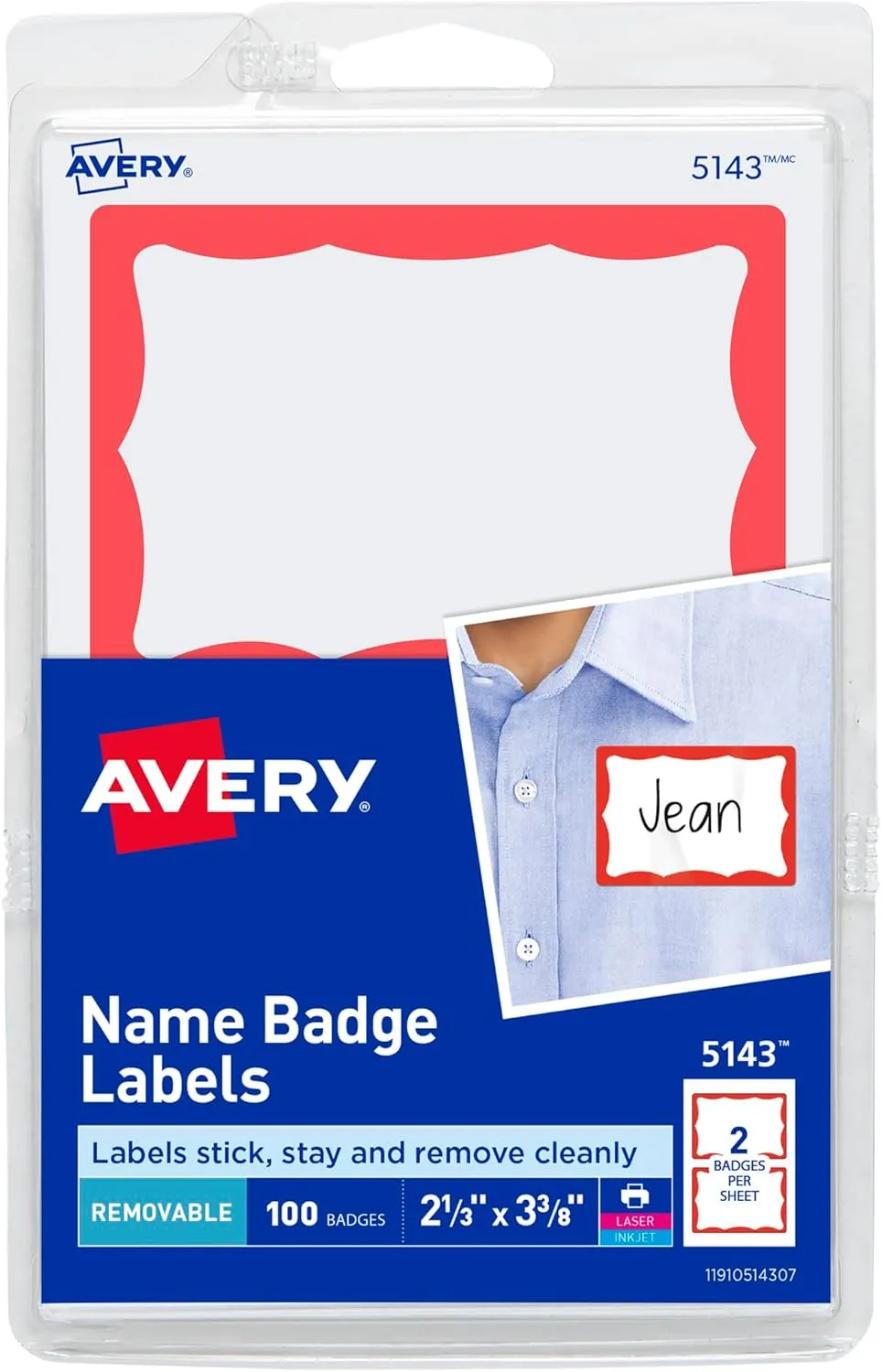 AVERY Customizable White Name Tags, Printable Removable Badges