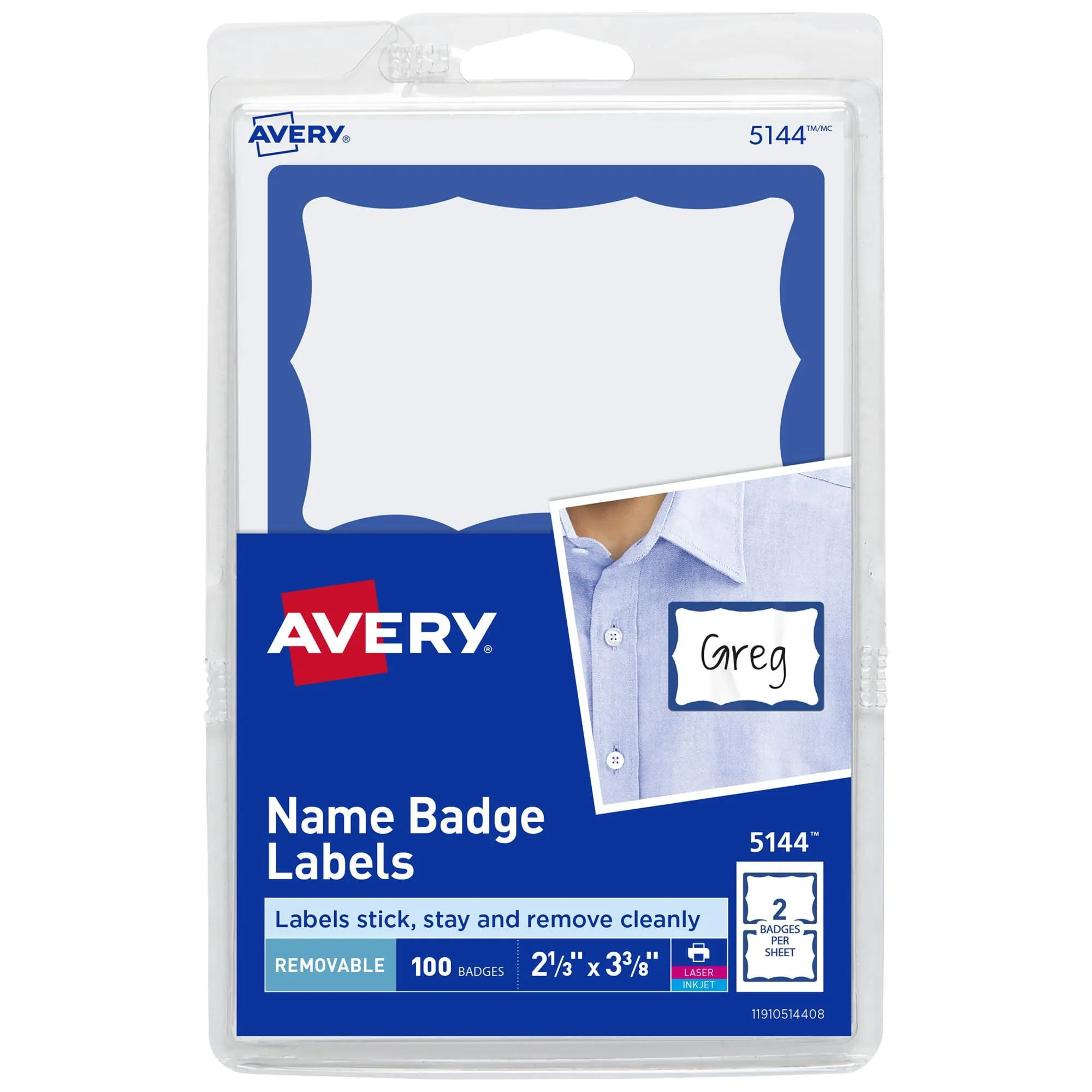 AVERY Customizable White Name Tags, Printable Removable Badges