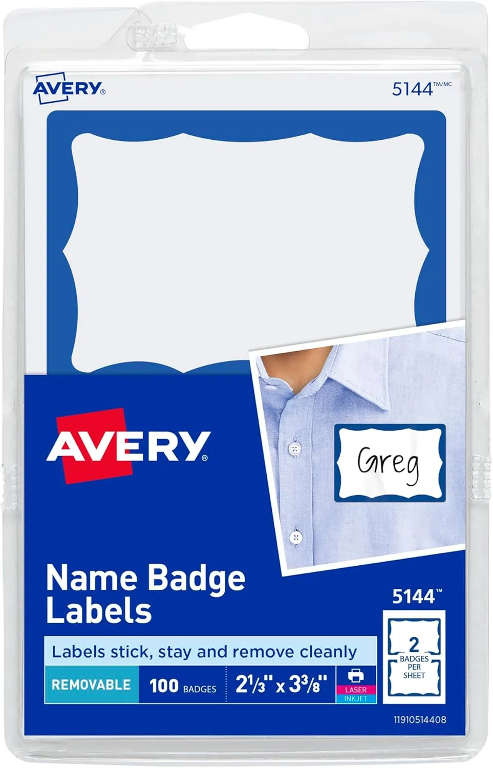 AVERY Customizable White Name Tags, Printable Removable Badges