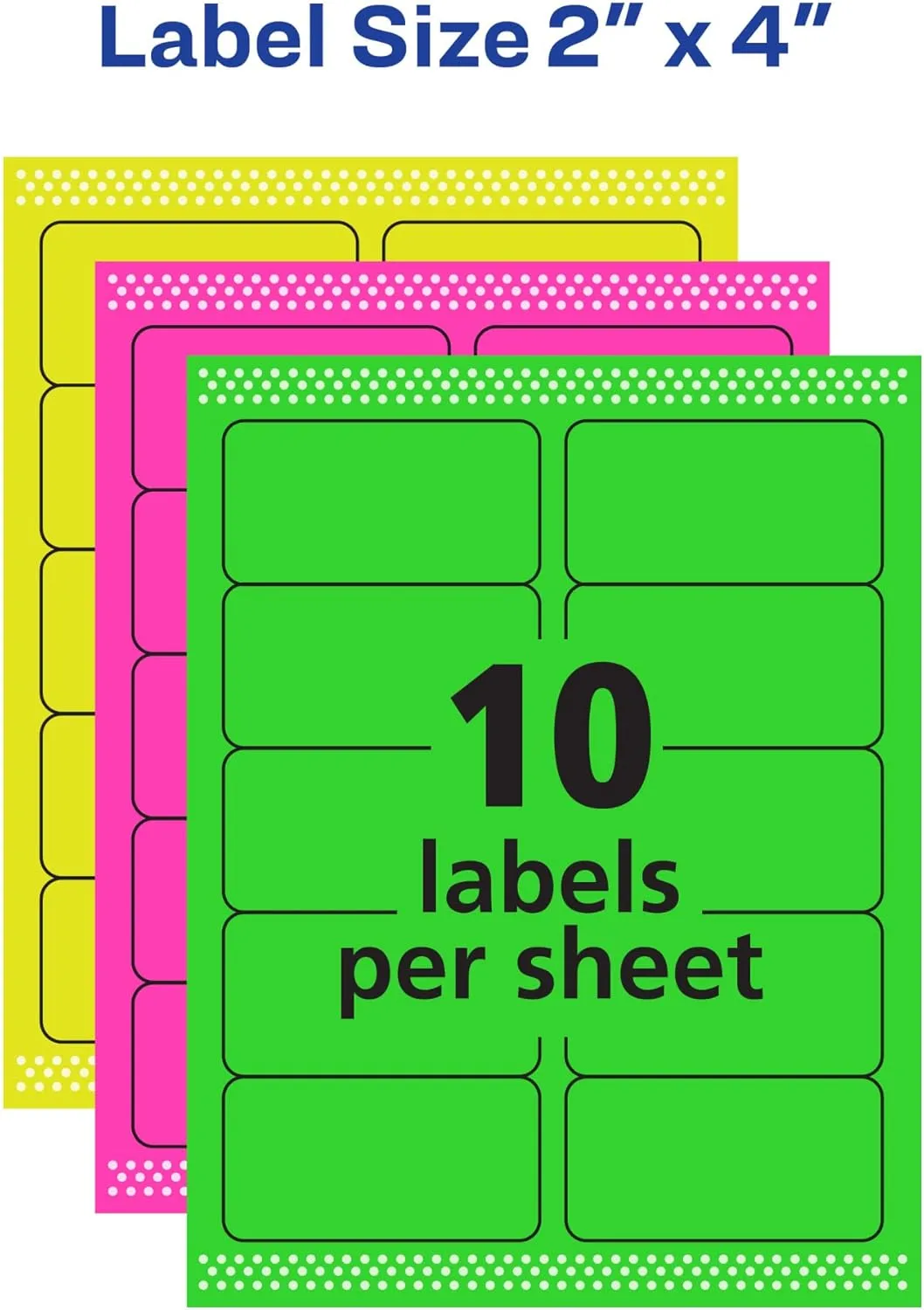Avery 2" x 4" Neon Shipping Labels with Sure Feed for Laser Printers