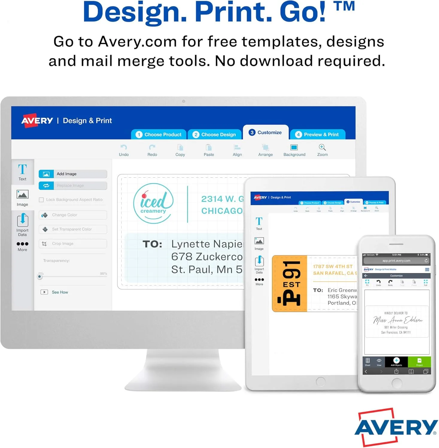 Avery 2" x 4" Neon Shipping Labels with Sure Feed for Laser Printers