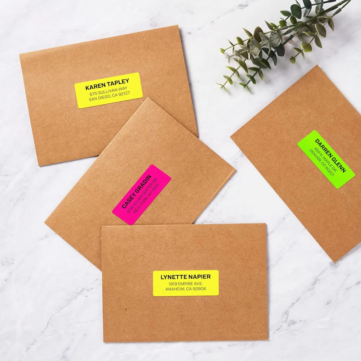 Avery Printable Address Labels with Sure Feed, 1" x 2-5/8", Assorted Neon, 450 (5979)
