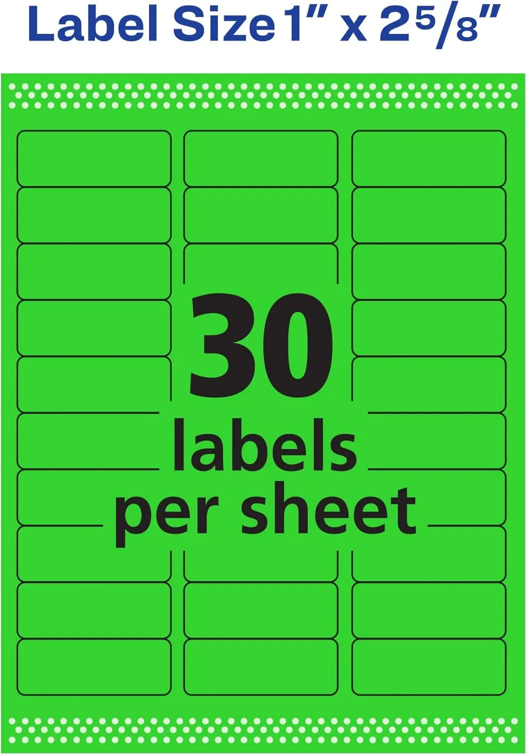 Avery Printable Address Labels with Sure Feed, 1" x 2-5/8", Assorted Neon, 450 (5979)