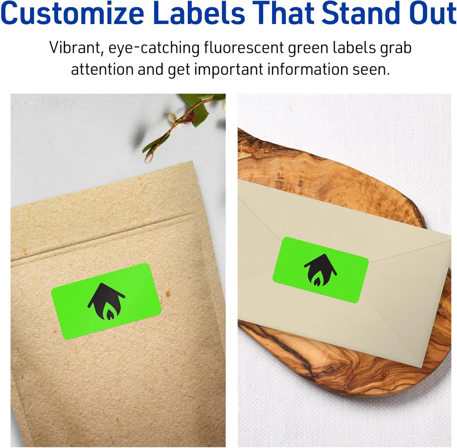 Avery Printable Neon Green Rectangle Labels with Sure Feed Technology, 3/4" x 2-1/4", Print-to-the-Edge