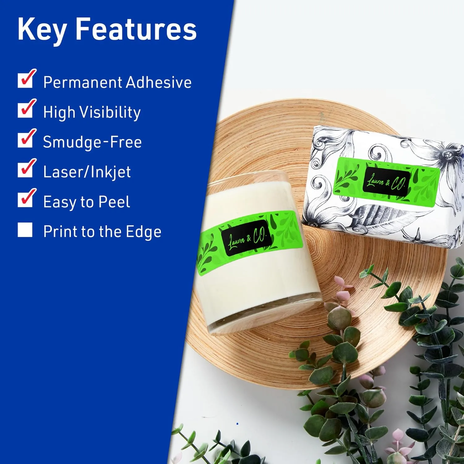 Avery Printable Rectangle Labels, Sure Feed Technology, 2" x 2-5/8", Neon Green Labels, Laser/Inkjet Printable, 150 Total