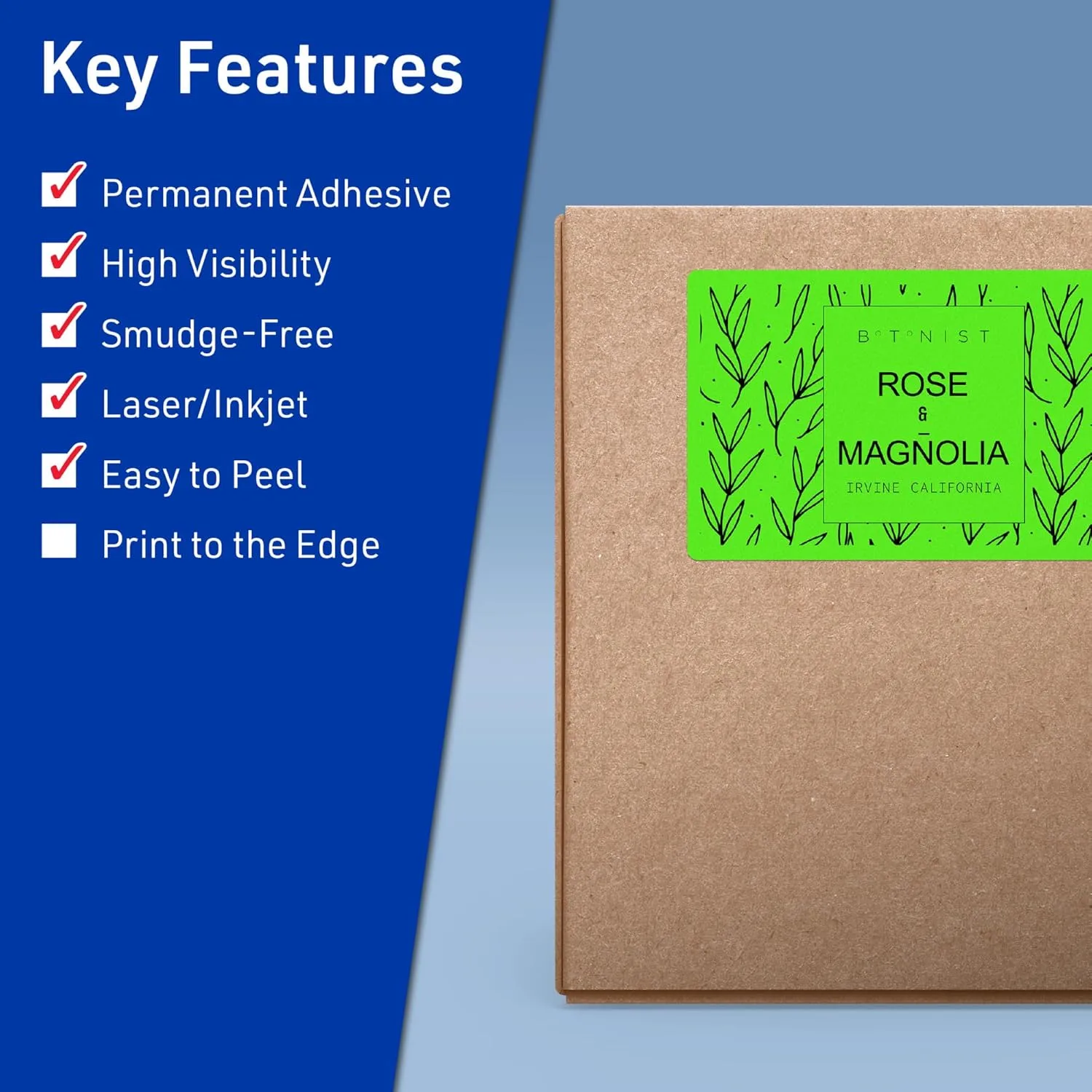 Avery Printable Rectangle Labels, Sure Feed Technology, 5" x 7", Neon Green, Laser/Inkjet