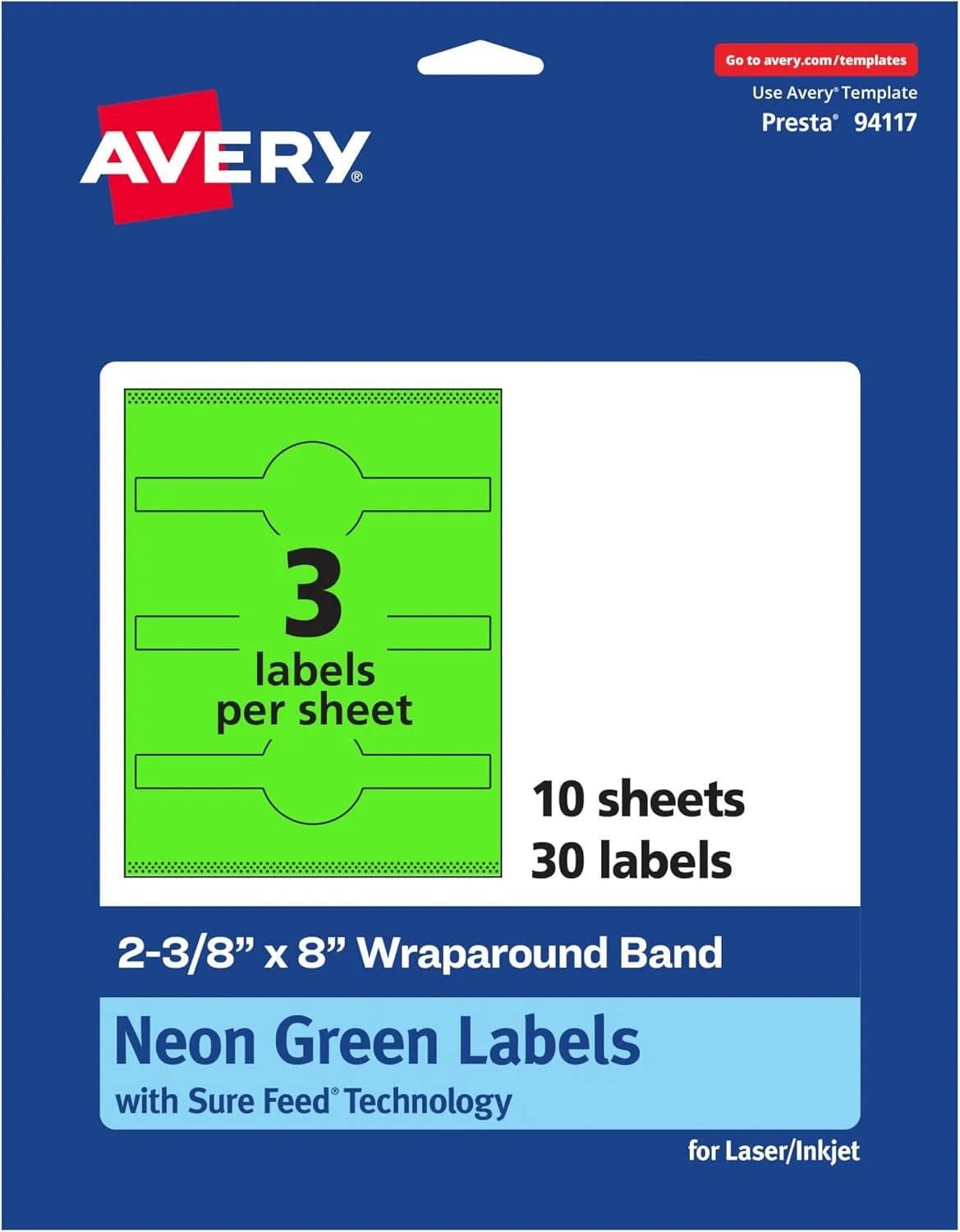 Avery Printable Wraparound Band Labels, Sure Feed Technology, Cigar Band Labels, Laser/Inkjet Printable