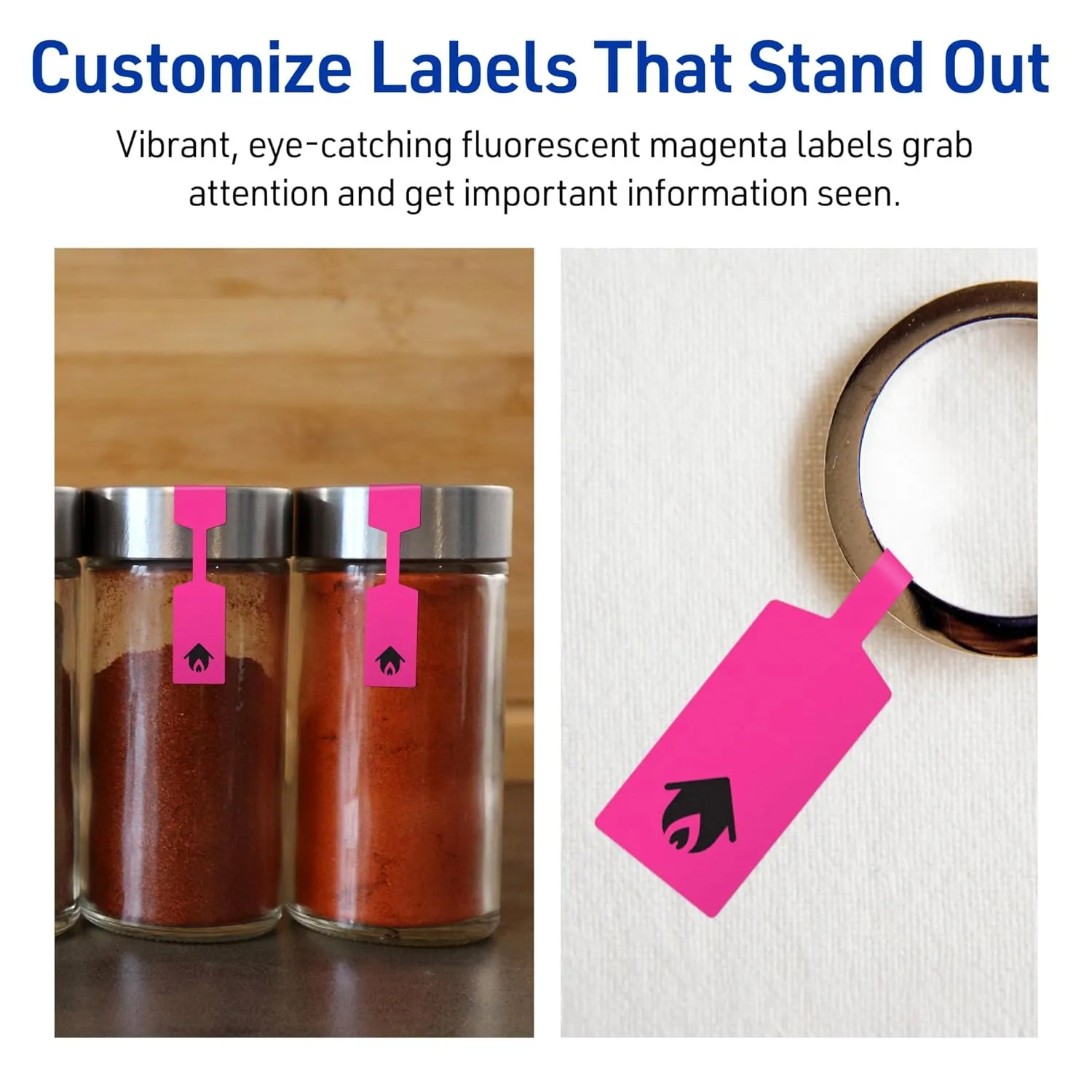 Avery Printable Barbell Labels, Sure Feed Technology, 1/2" x 2-1/2", Neon Magenta Labels, Laser/Inkjet Printable, 450 Total