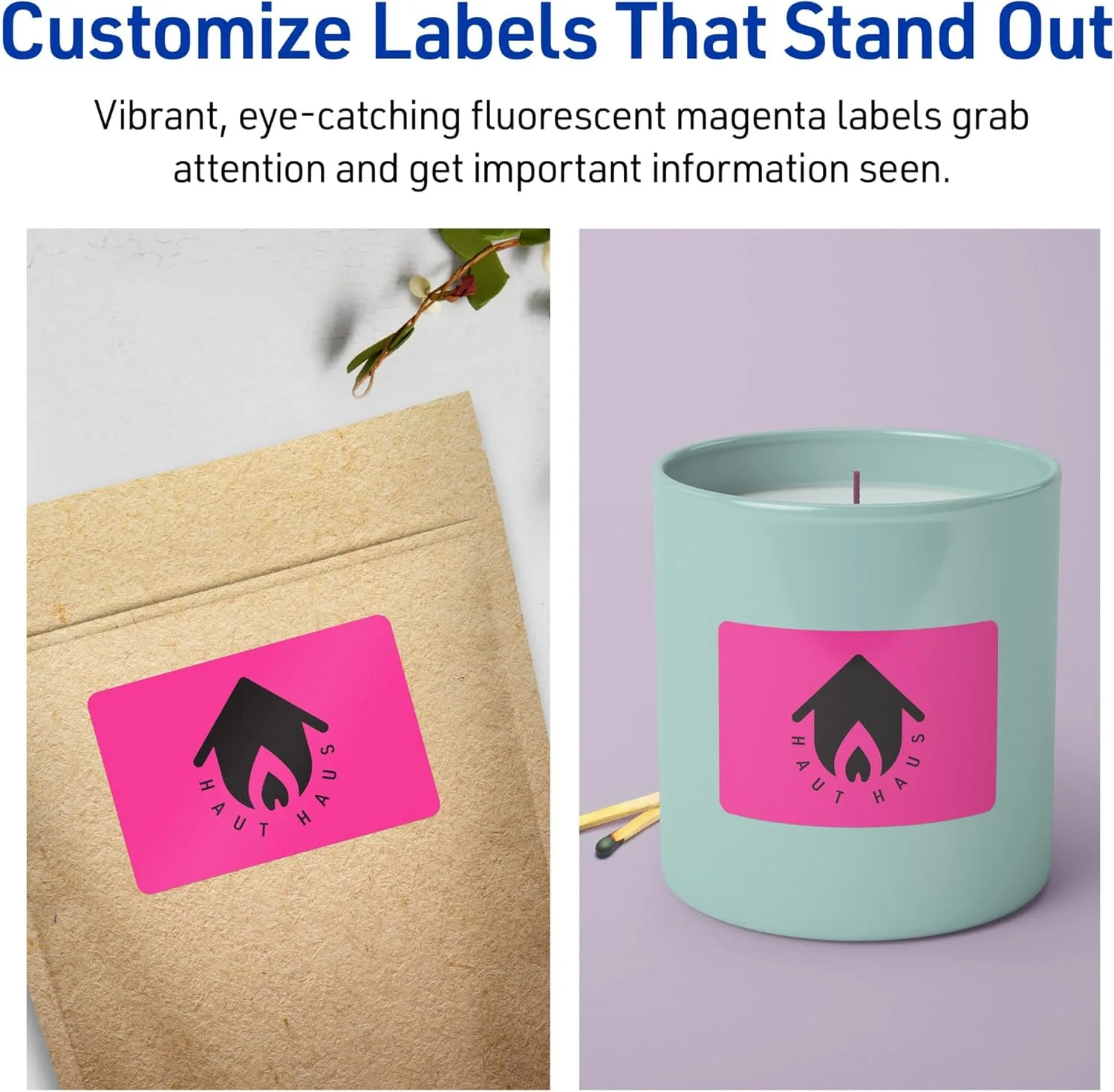 Avery Printable Rectangle Labels, Sure Feed Technology, 1-1/2" x 3-3/4", Neon Magenta Labels, Print-to-The-Edge