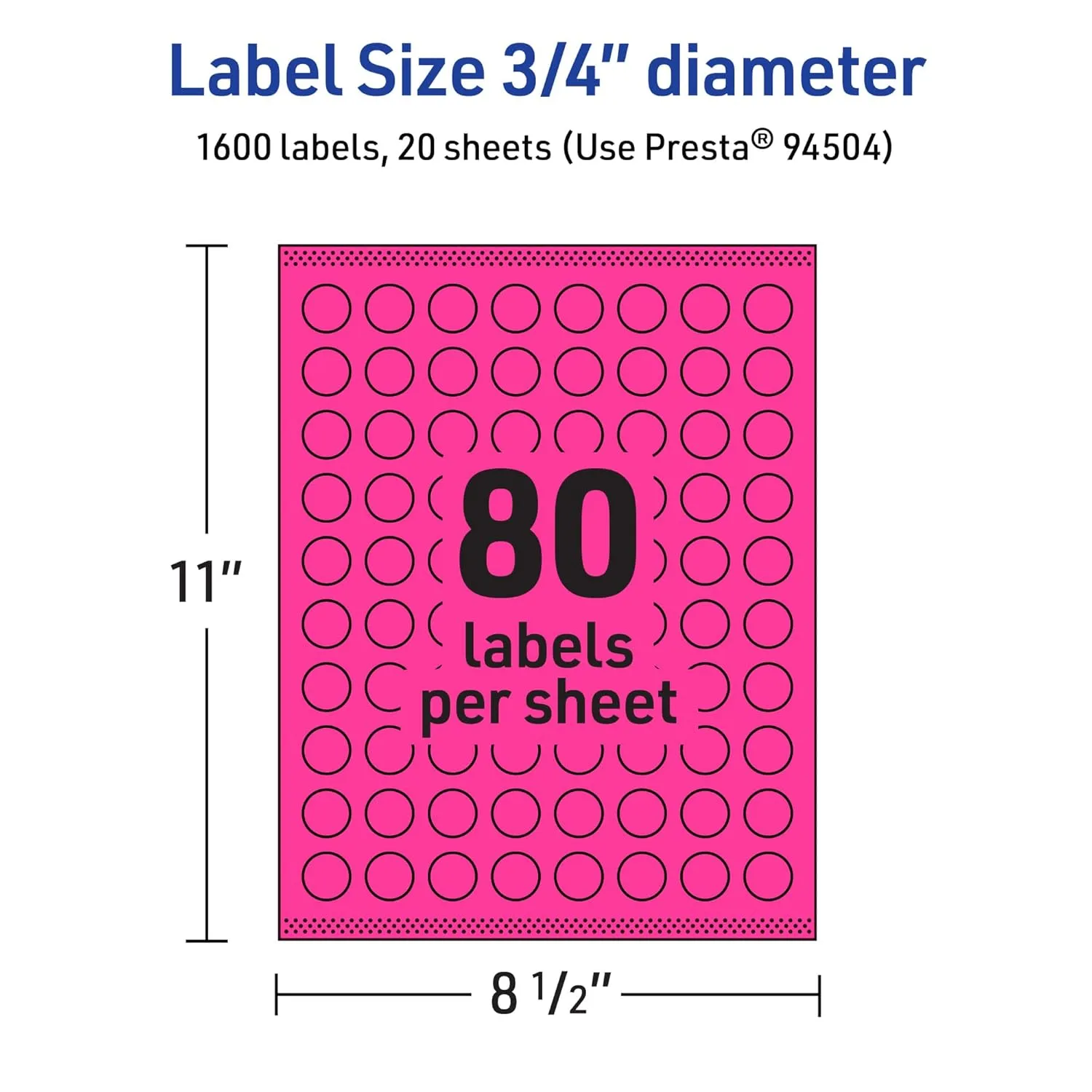 Avery Printable Round Labels, Sure Feed Technology, 3/4 in Diameter, Neon Magenta, Print-to-The-Edge, Laser/Inkjet