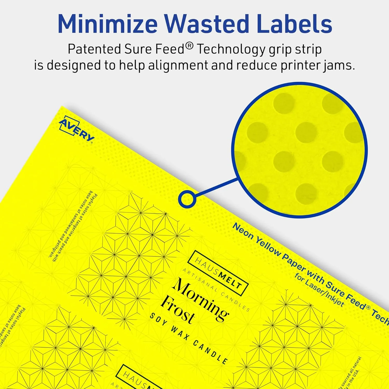 Avery Printable Rectangle Labels, Sure Feed Technology, 2" x 7", Neon Yellow, Print-to-the-Edge, Laser/Inkjet Printable