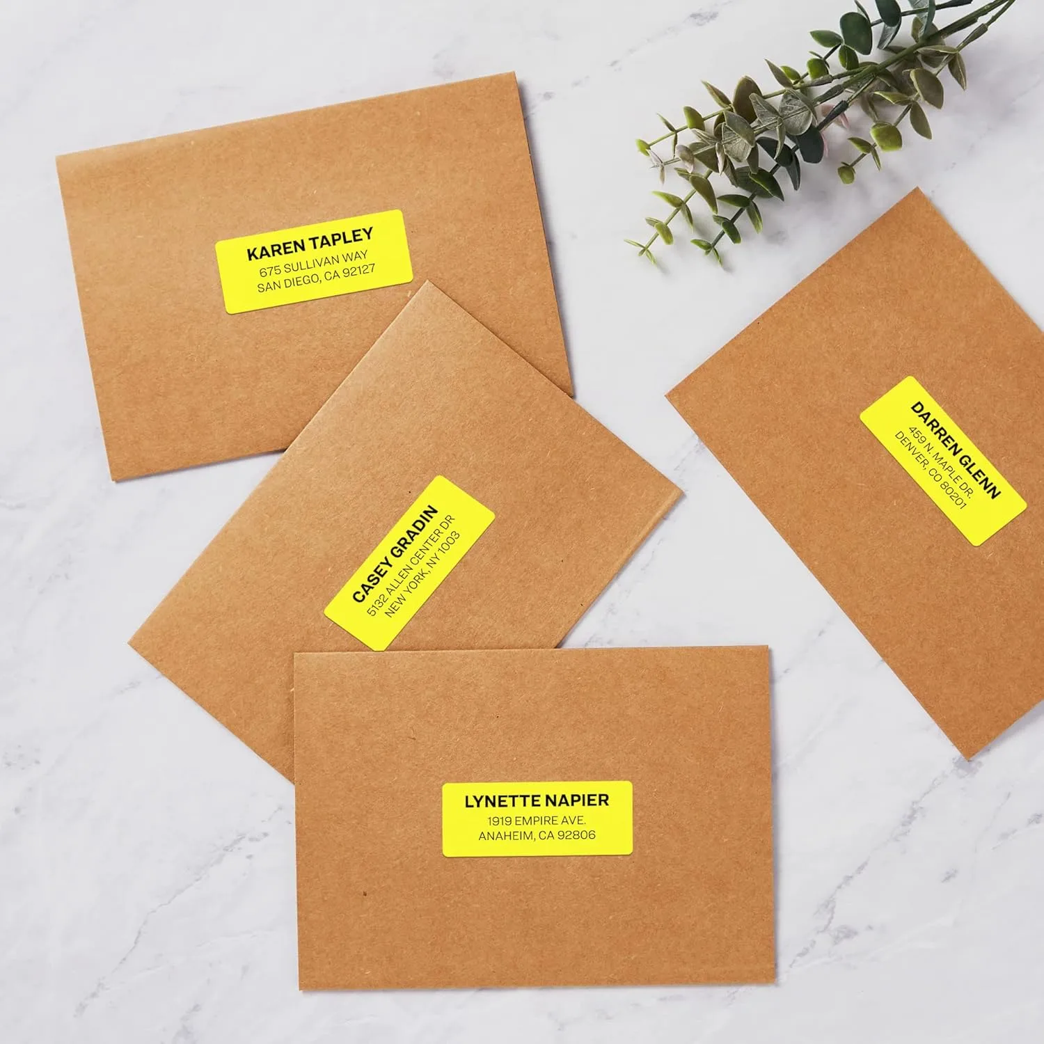 Avery Printable Address Labels with Sure Feed, 1" x 2-5/8", Neon Yellow, 750 Blank Mailing Labels (5972)