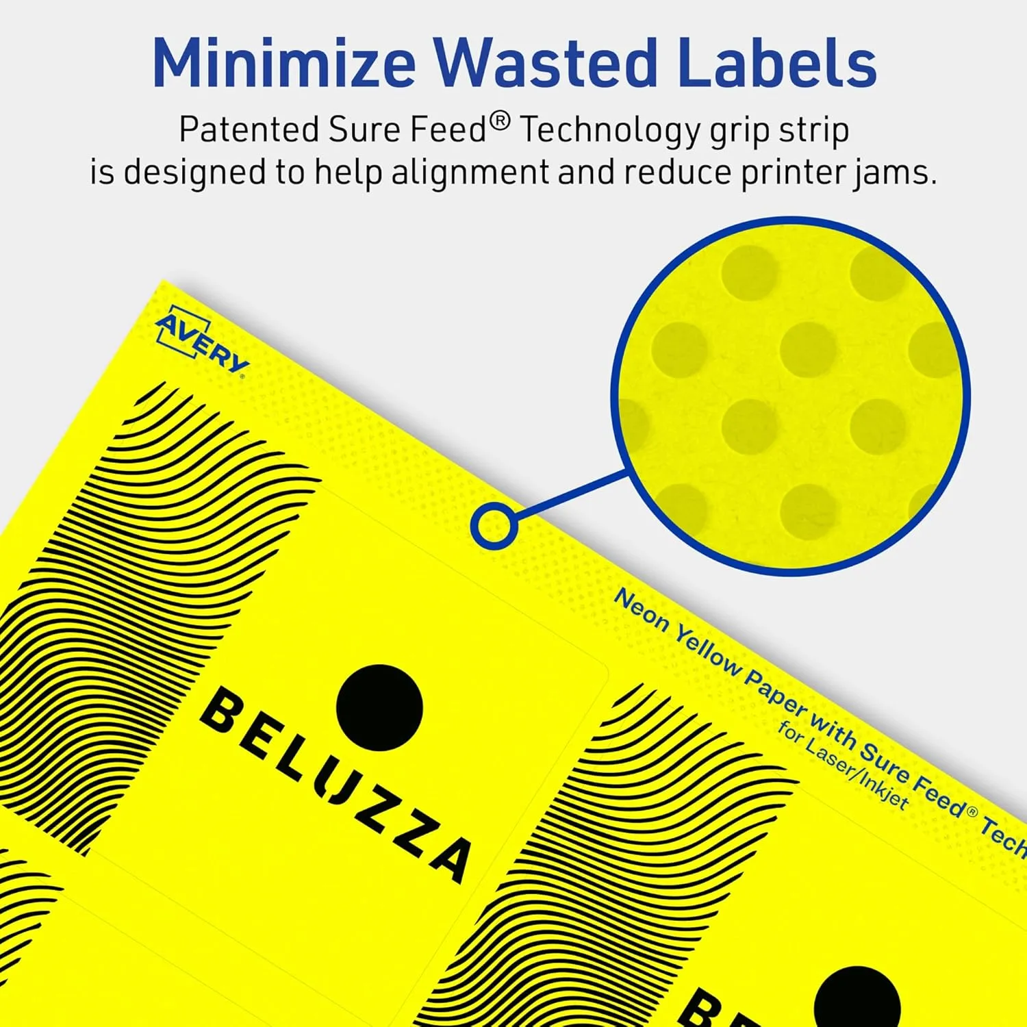 Avery Printable Rectangle Labels, Sure Feed Technology, 3" x 3.75", Neon Yellow Labels, Print-to-The-Edge