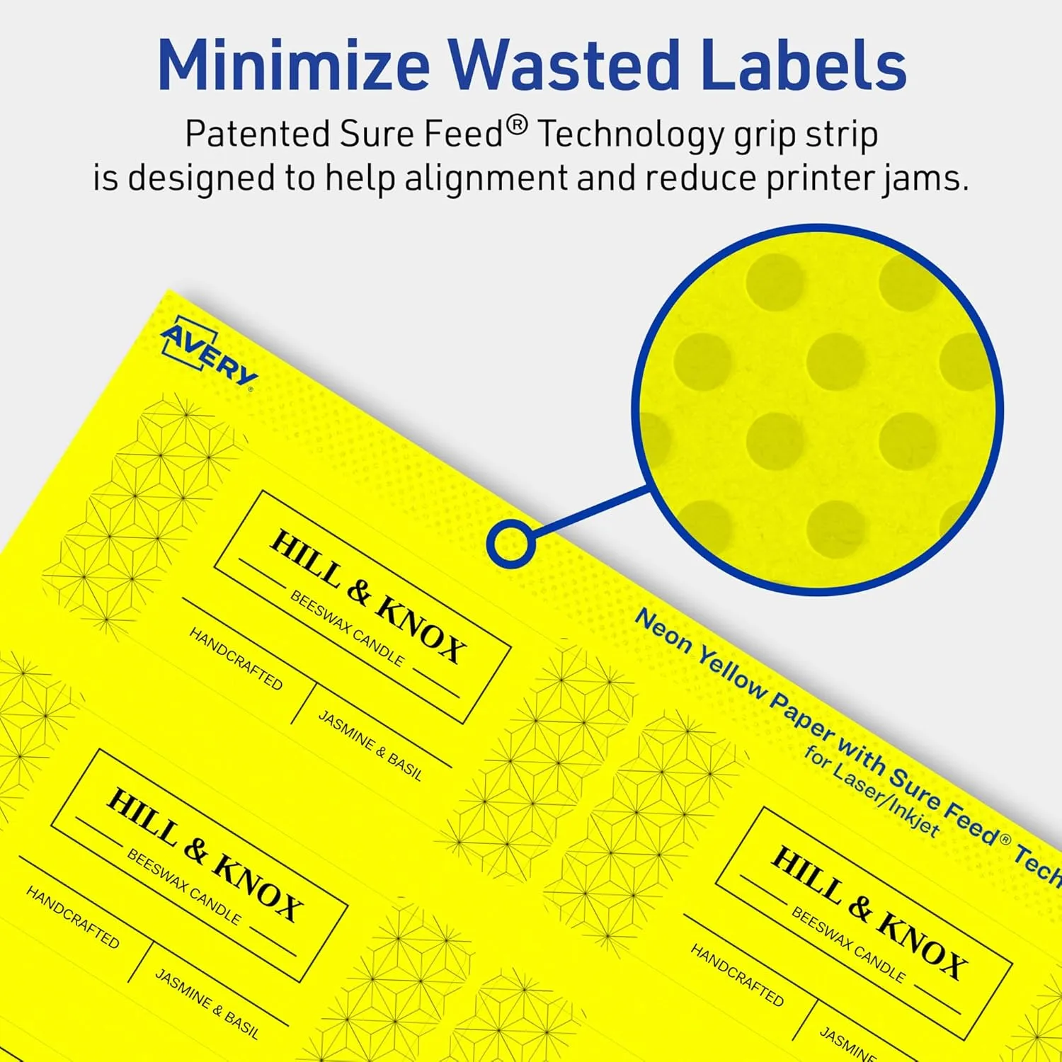 Avery Printable Rectangle Labels, Sure Feed Technology, 1-1/2" x 3-3/4", Neon Yellow Labels, Print-to-The-Edge