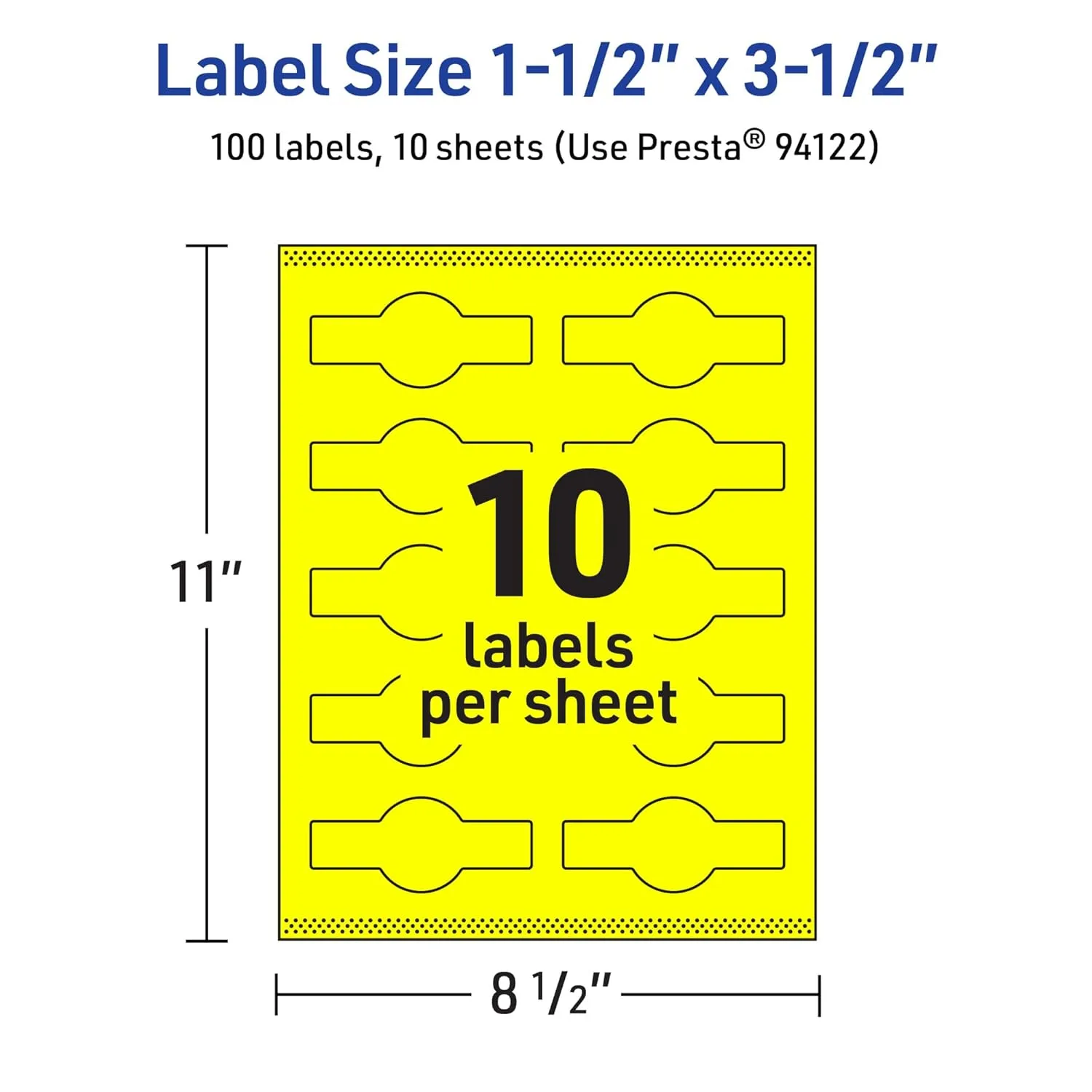 Avery Printable Wraparound Band Labels, Sure Feed Technology, 1.5" x 3.5", Cigar Band Labels, Neon Yellow, Print-to-The-Edge