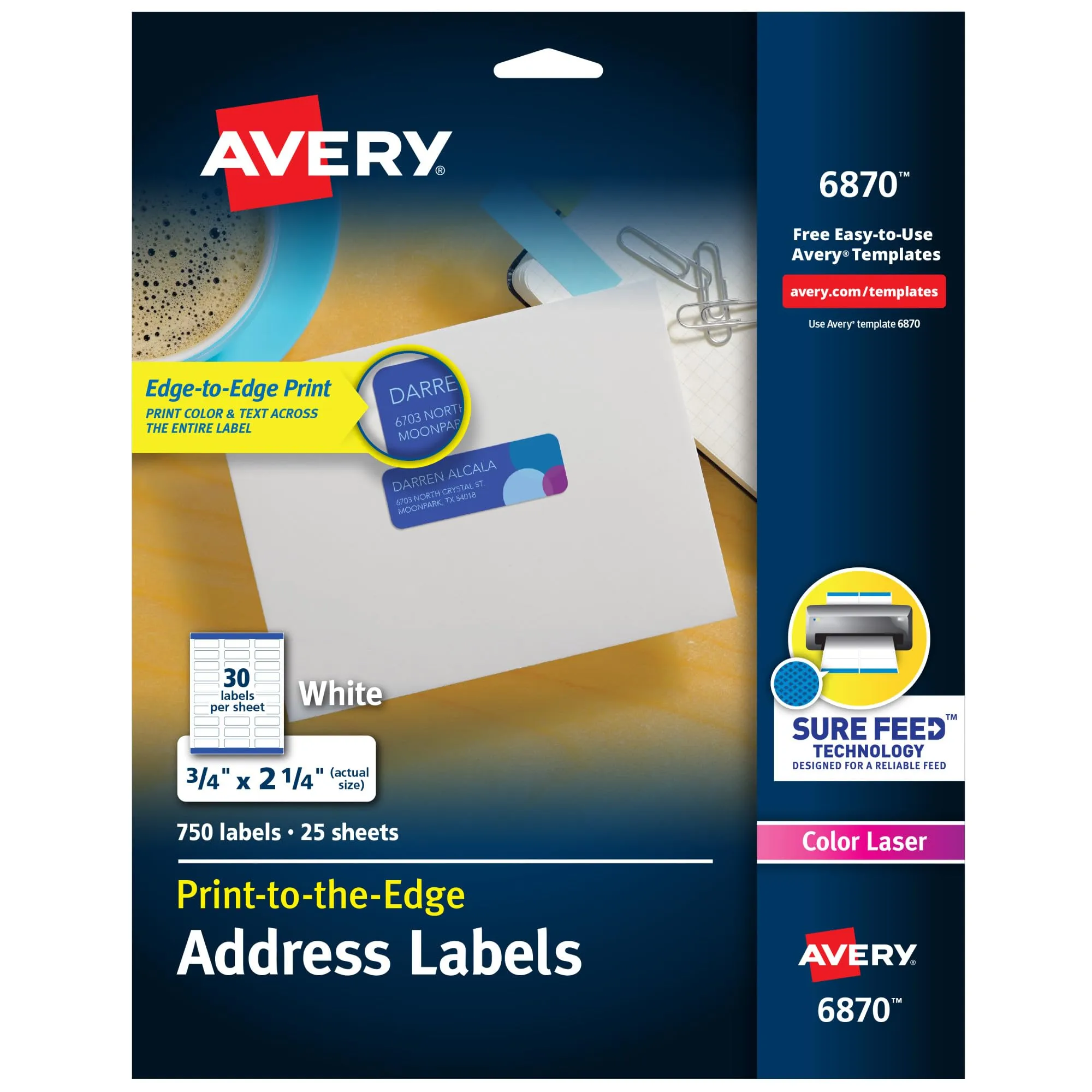 AVERY Print-to-the-Edge Address Labels with Sure Feed, White