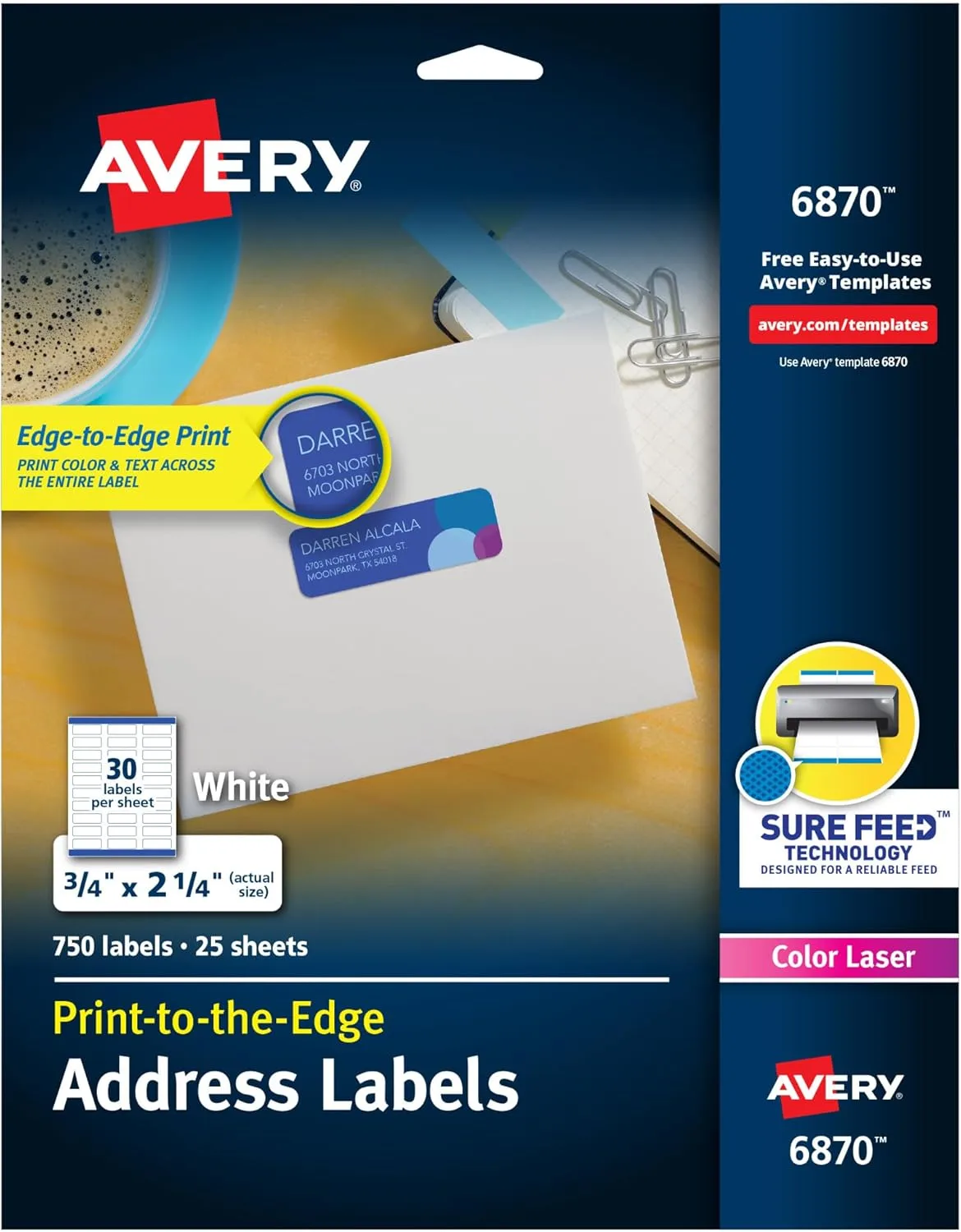 AVERY Print-to-the-Edge Address Labels with Sure Feed, White