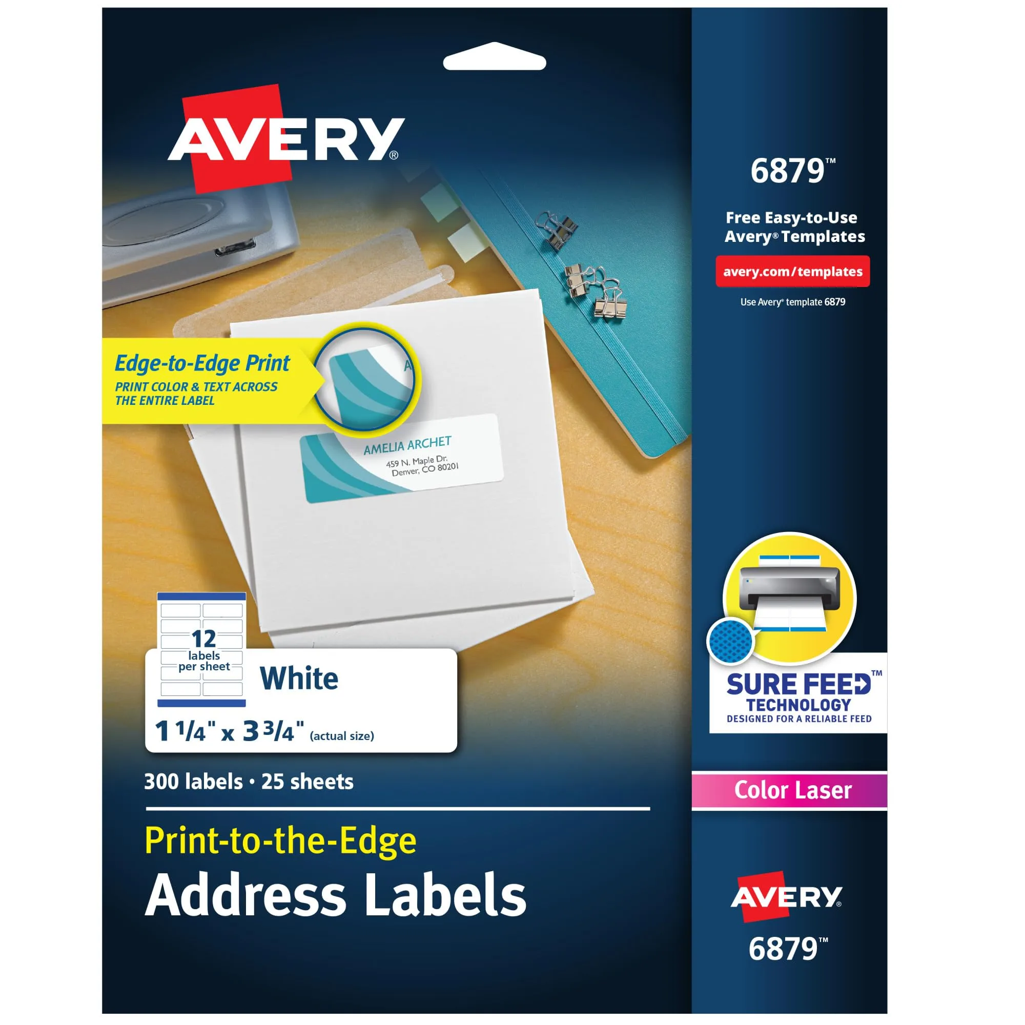 AVERY Print-to-the-Edge Address Labels with Sure Feed, White